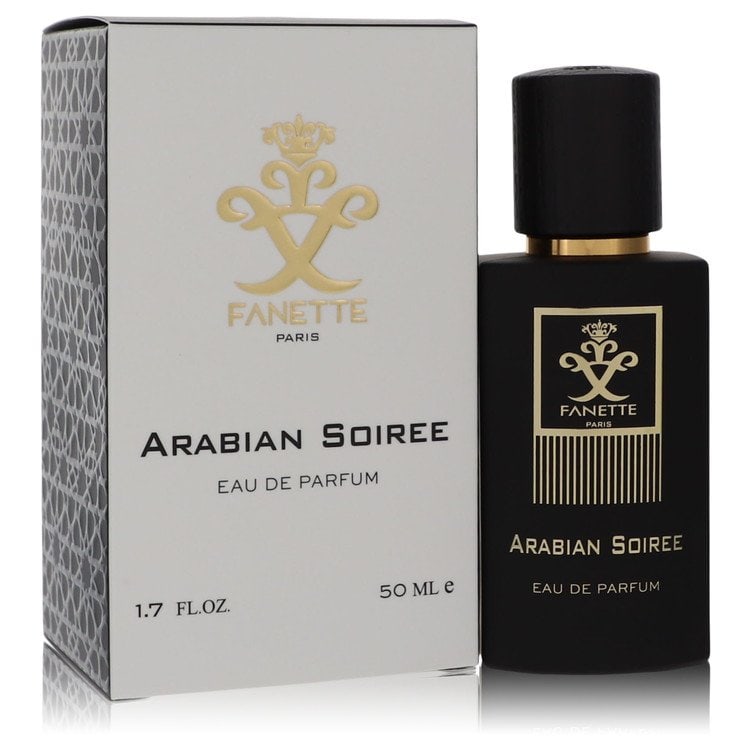 Arabian Soiree by Fanette Eau De Parfum Spray (Unisex) 1.7 oz: Arabian Soiree by Fanette Eau De Parfum Spray (Unisex) 1.7 oz Arabian Soiree by Fanette Eau De Parfum Spray, a bold and sensual fragrance with top notes of rose and Arabian spices, heart notes of leat
