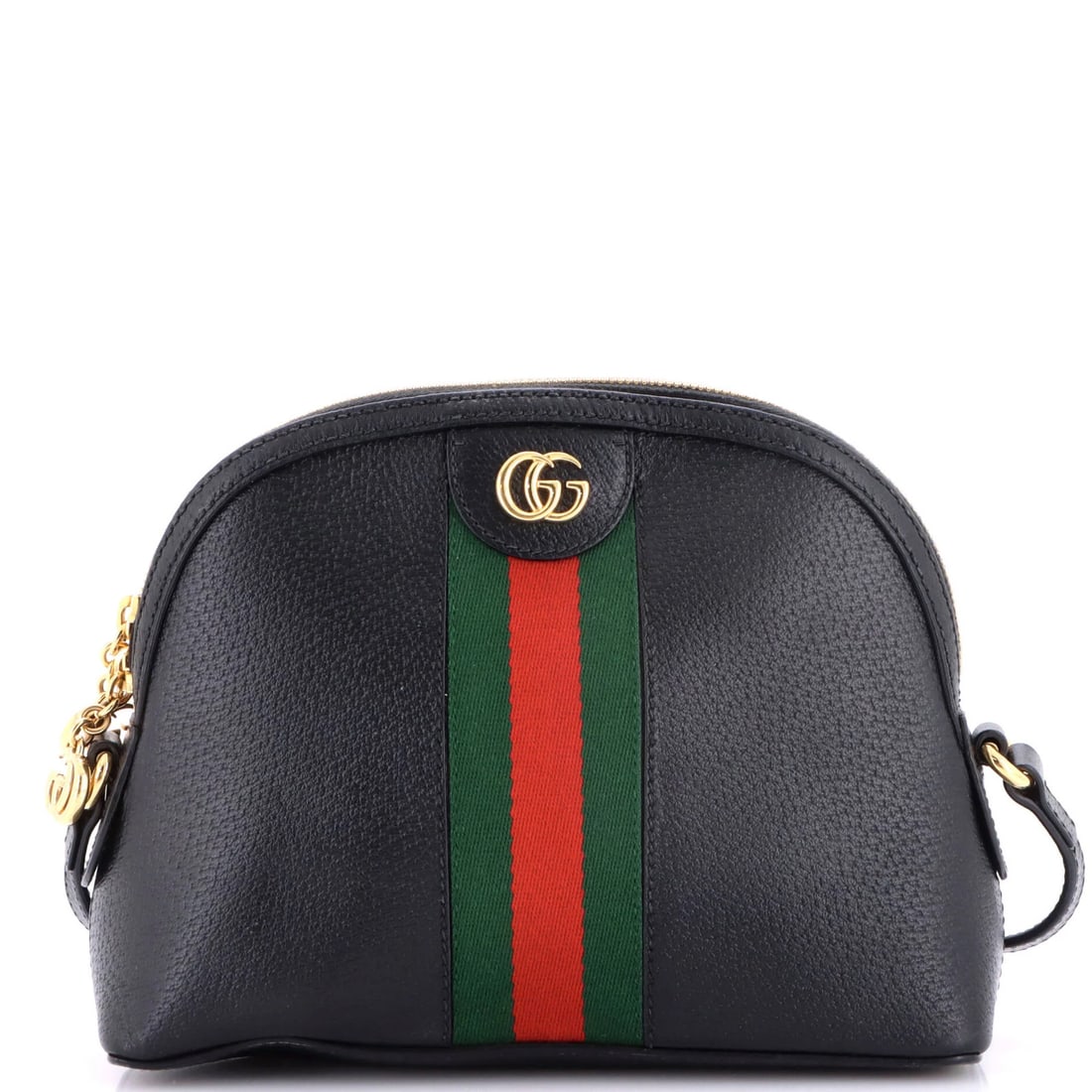 Gucci Dome Leather Small Bag Ophidia Shoulder: Gucci Dome Leather Small Bag Ophidia Shoulder The Gucci Dome Leather Small Bag Ophidia Shoulder boasts sleek, black leather exterior with gold hardware. Measuring just 7" tall and 9" wide, this