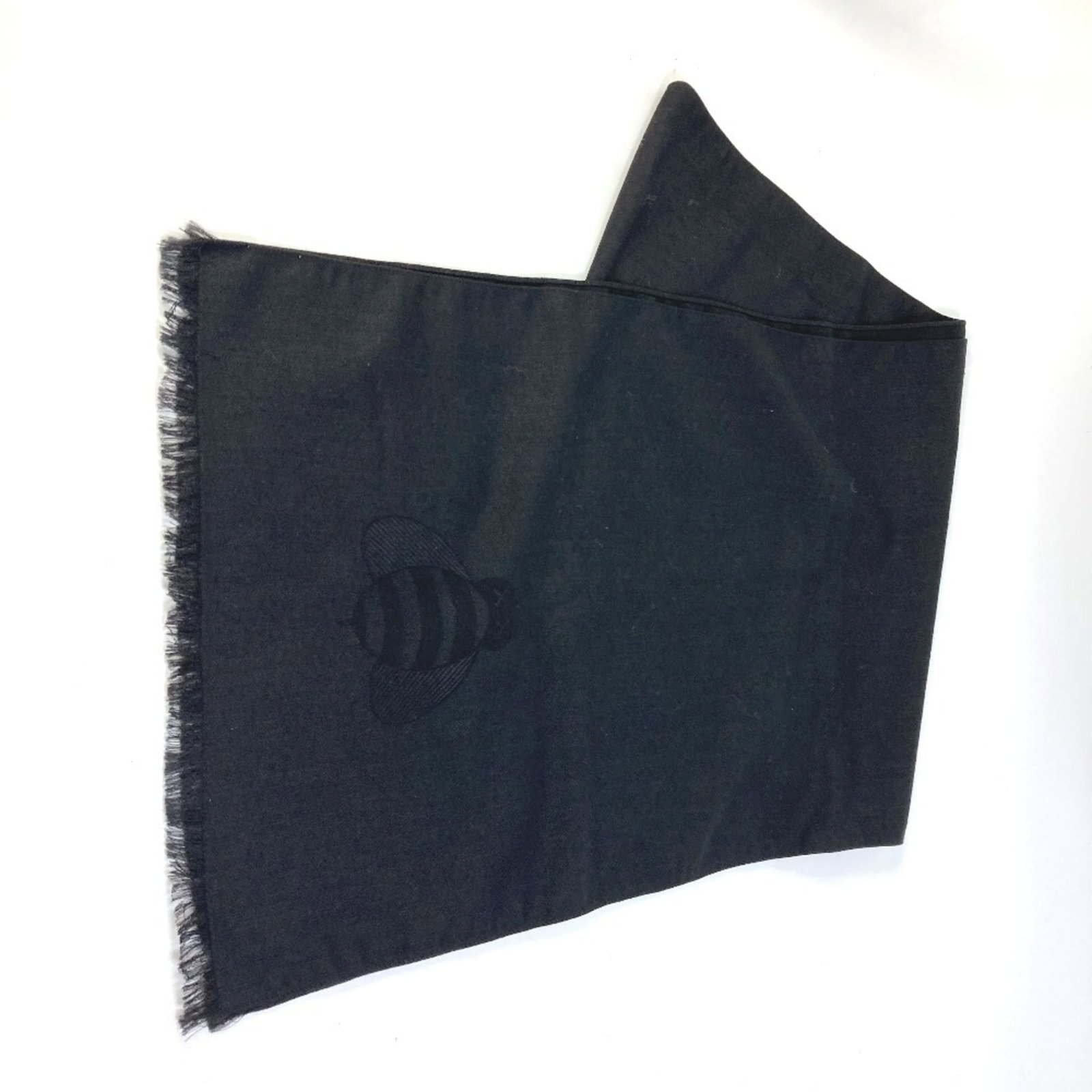 Dior Shawl Wool Silk by Christian: Dior Shawl Wool Silk by Christian Silk and wool blend creates a luxurious texture in this Dior shawl, available in black. Measuring 1.84m x 34.5cm, it offers a stylish addition to any outfit. The simp