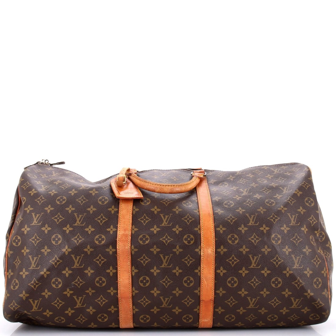 Vuitton Louis Monogram Bag Canvas Keepall 60: Vuitton Louis Monogram Bag Canvas Keepall 60 Canvas Coated Louis Vuitton Monogram Bag with Brown Exterior and Gold Hardware, measuring 60" in length. This Keepall bag features a classic design with he