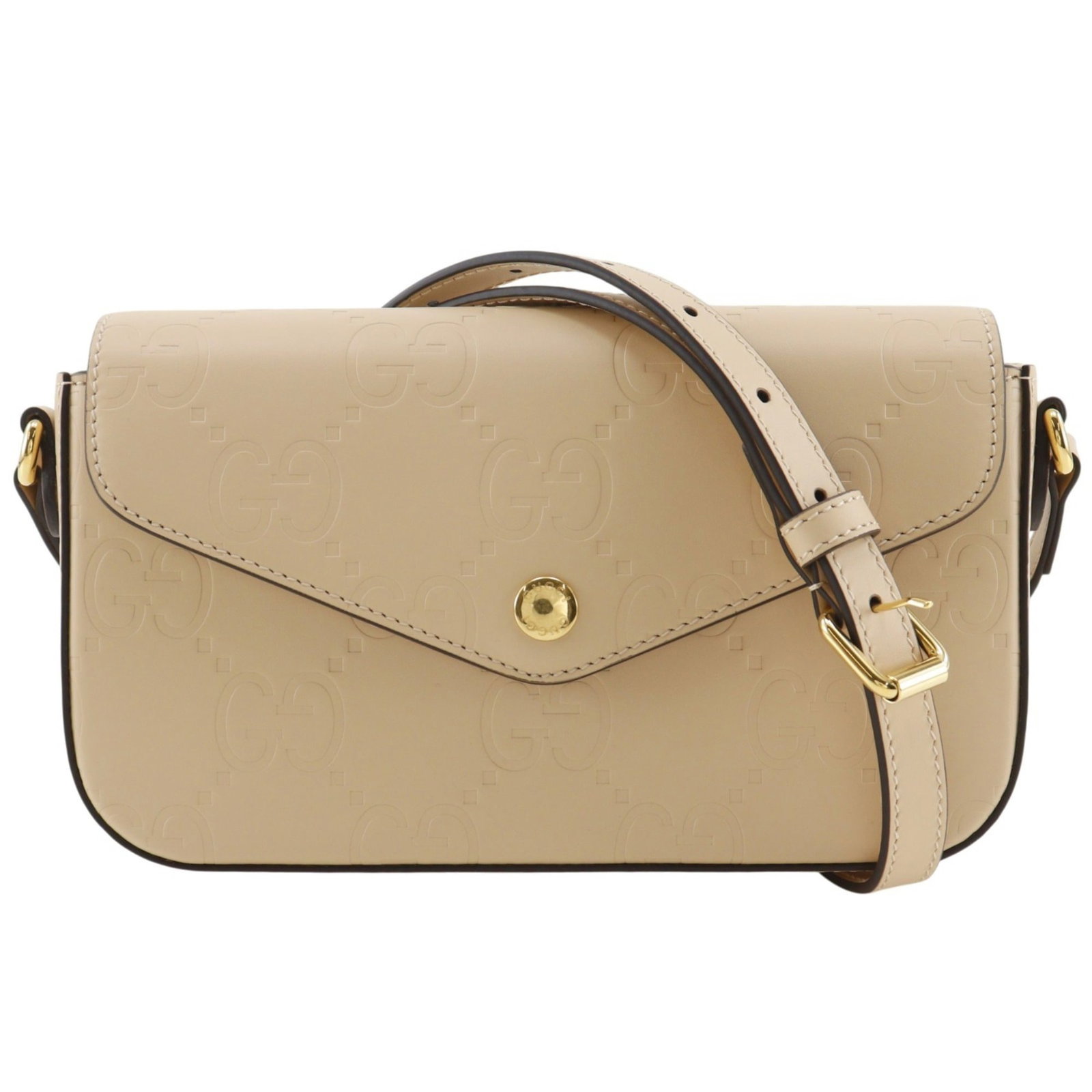 Gucci Shoulder Bag Leather: Gucci Shoulder Bag Leather Gucci's iconic shoulder bag features a timeless beige leather design, measuring 12cm x 21cm x 3.5cm in size. The bag's classic style and understated color make it a versatil