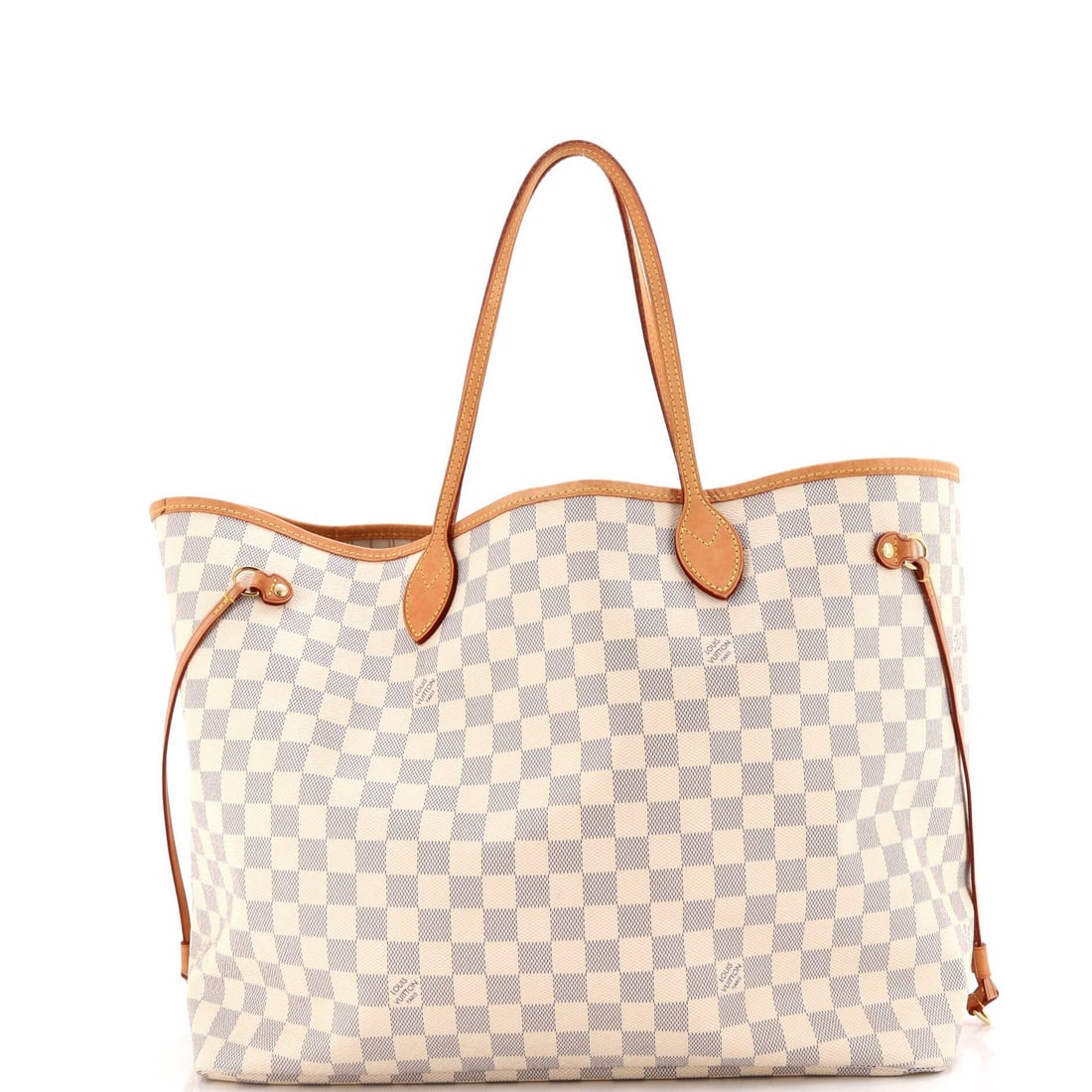 Louis Vuitton Neverfull NM Tote Damier GM: Louis Vuitton Neverfull NM Tote Damier GM White Louis Vuitton Neverfull NM Tote Damier GM in good condition, featuring heavy edge wear and scuffs on the exterior. The canvas coated style boasts a