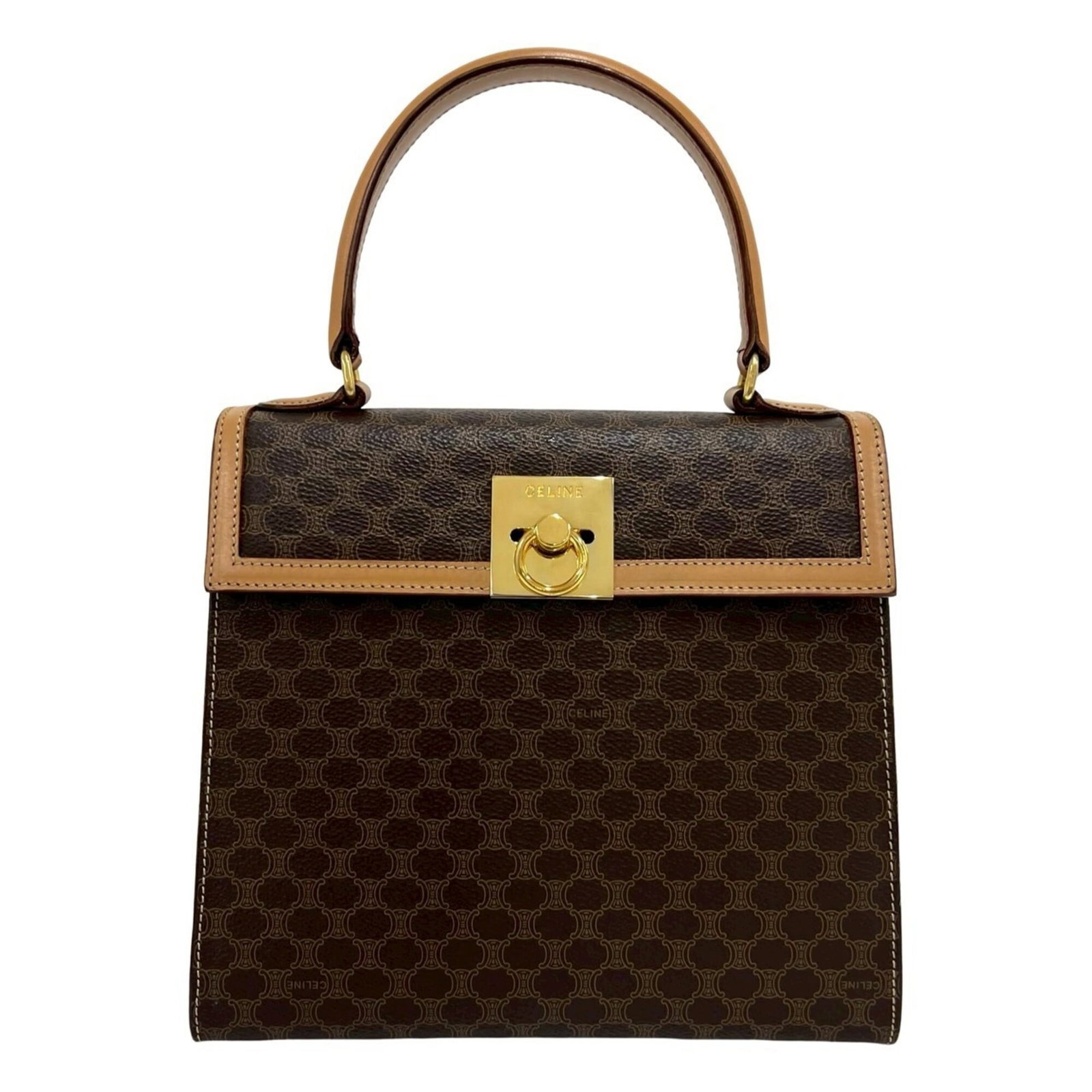Celine Leather Pvc Tote Bag: Celine Leather Pvc Tote Bag Celine Leather Pvc Tote Bag - A stylish and versatile handbag with a unique blend of PVC and leather materials, available in a rich brown color. Measuring 21cm x 23cm x