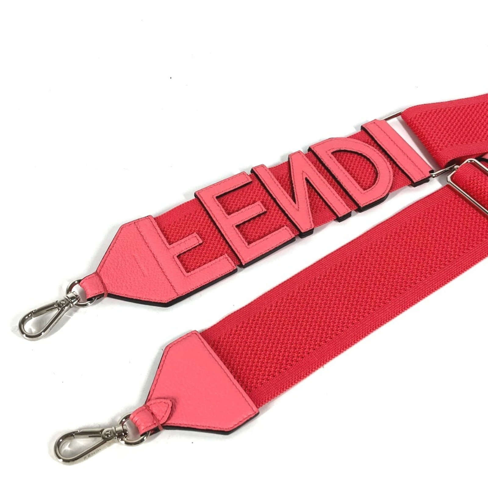 Fendi strap leather: Fendi strap leather Pink Fendi strap leather with a length of 101.5cm / 39.96'' is available. This strap features the iconic brand name and is made from high-quality leather. The item includes no addi