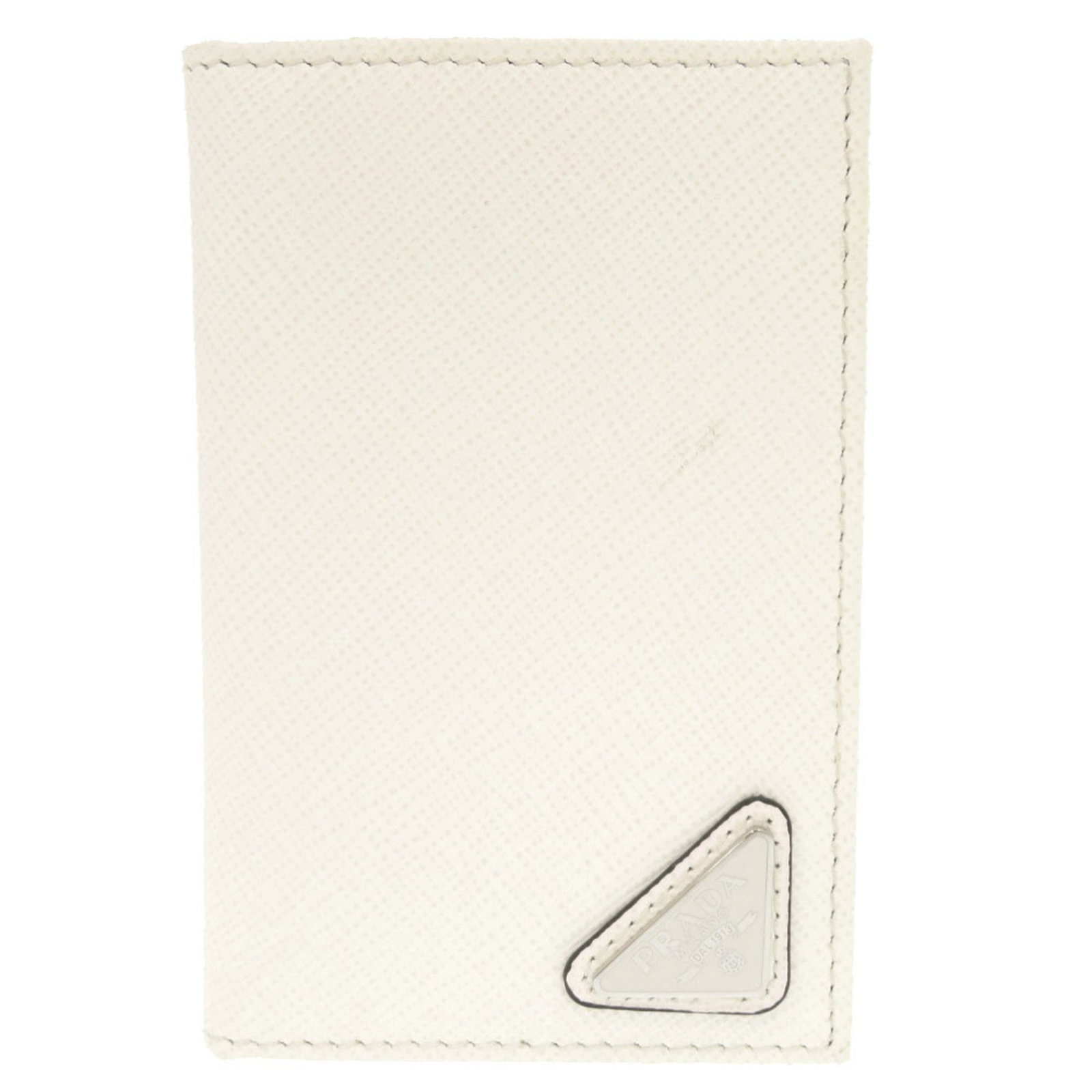 Card case saffiano triangle: Card case saffiano triangle Saffiano triangle card case in white, crafted from high-quality Saffiano material. This compact design measures 11cm x 7cm and features a sleek, modern shape that complemen