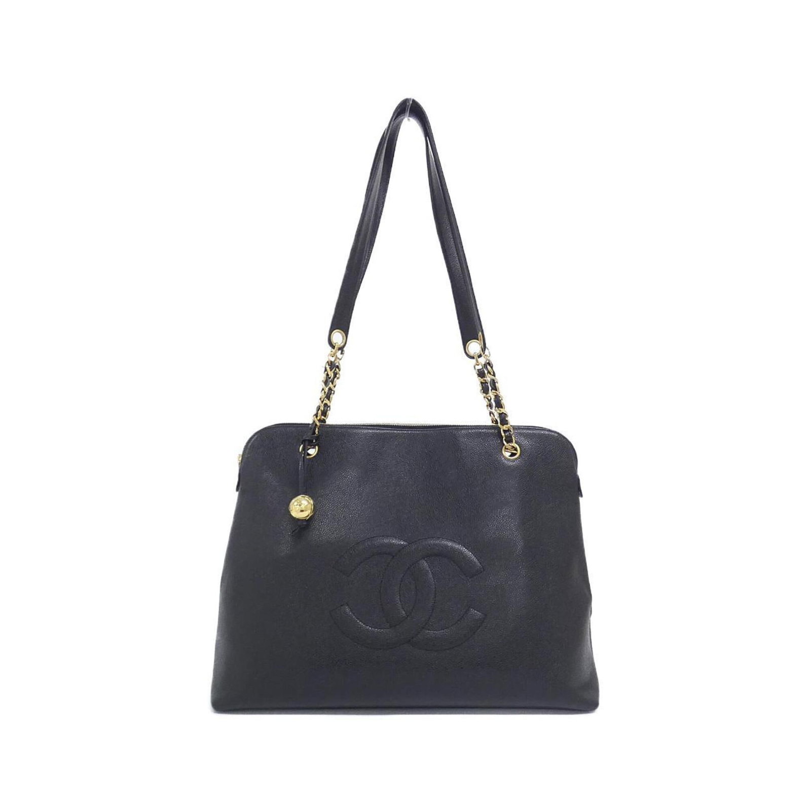 Calfskin Grained Chanel Bag: Calfskin Grained Chanel Bag Grained Calfskin Chanel Bag in Black. This shoulder bag boasts a sleek, all-black design with gold hardware and features a spacious interior perfect for daily essentials.