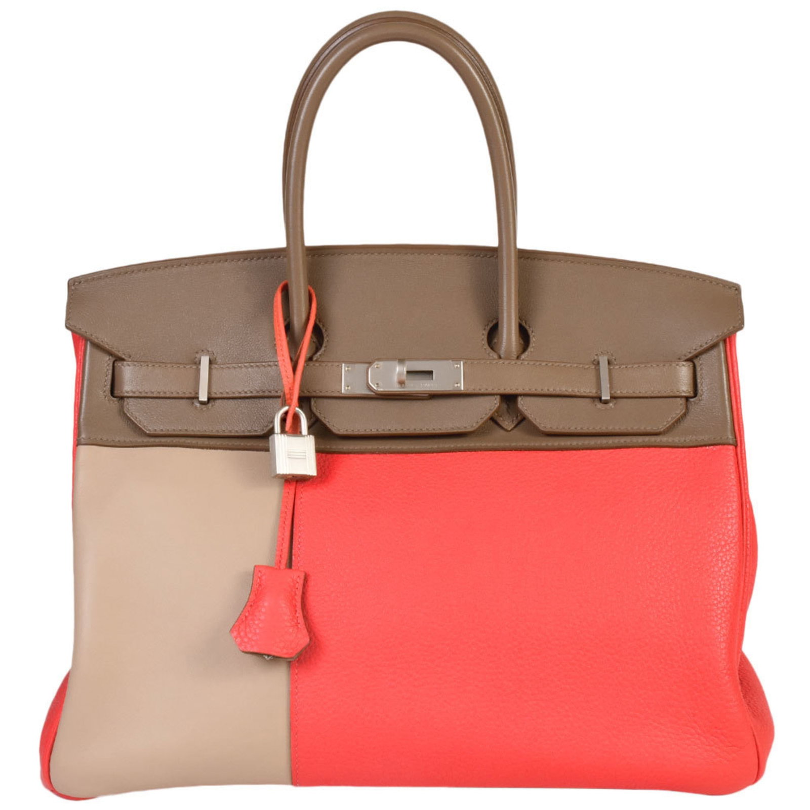 Hermes Handbag Taurillon Leather Clemence: Hermes Handbag Taurillon Leather Clemence The Hermes Birkin Taurillon Leather Clemence handbag boasts a sophisticated color palette with options in Argile, Beige, Etoupe gray, Pink, Rose jaipur, and W