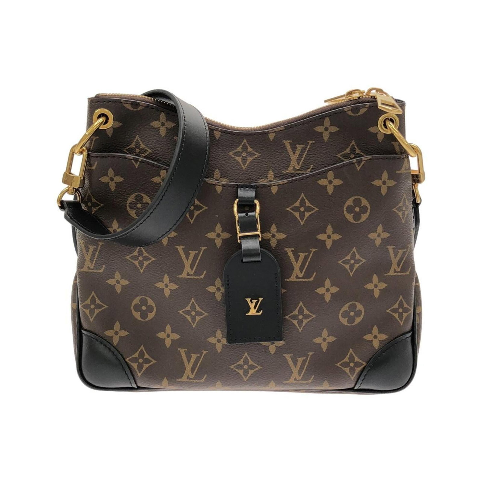 Shoulder bag coated canvas by Louis Vuitton: Shoulder bag coated canvas by Louis Vuitton Coated canvas by Louis Vuitton, featuring black and gold hardware. This shoulder bag measures 20cm x 27cm x 8cm and boasts a classic design with coated canv