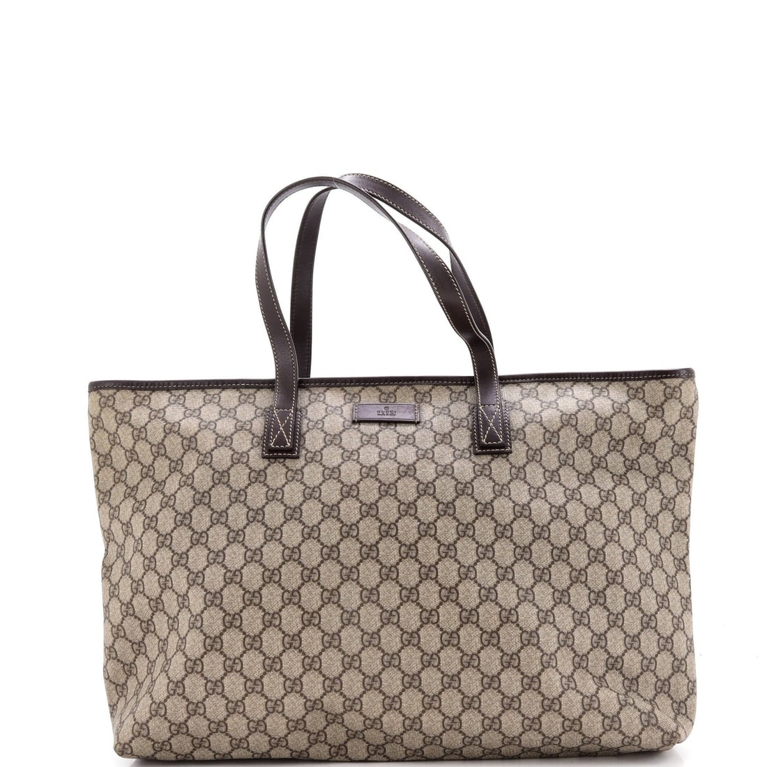Gucci canvas tote GG large leather coated (1 of 6)