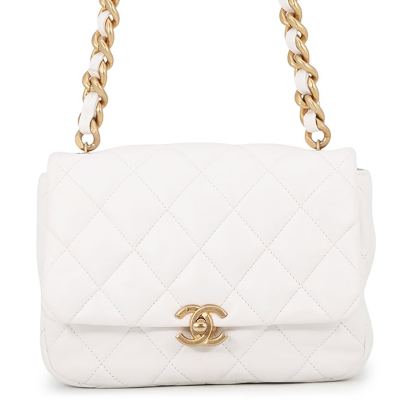 Shoulder Bag by Chanel: Shoulder Bag by Chanel White Chanel shoulder bag with a classic design, measuring 16cm x 21cm x 6.5cm. This Italian-made handbag features a timeless style and clean lines, making it a versatile