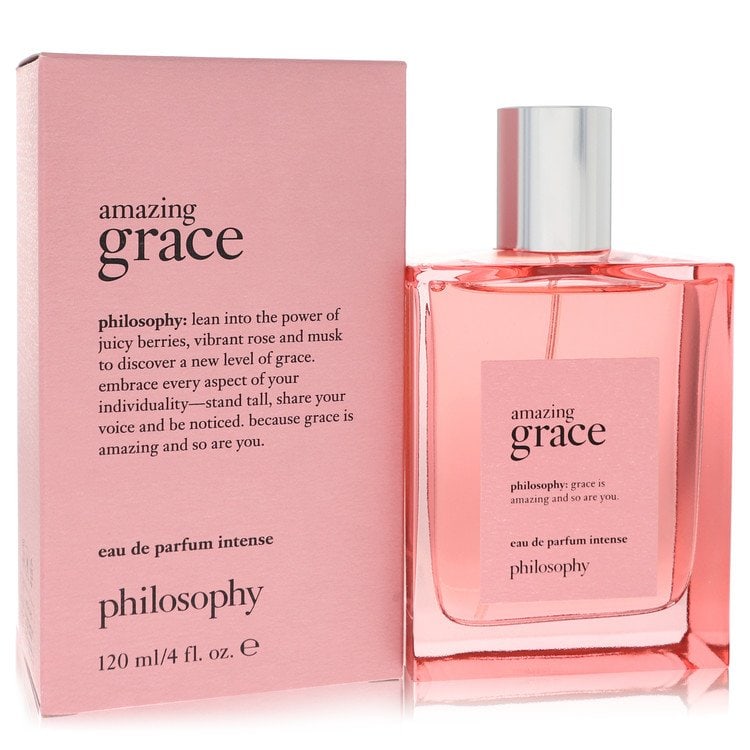 Amazing Grace by Philosophy Eau De Parfum Intense Spray 4 oz: Amazing Grace by Philosophy Eau De Parfum Intense Spray 4 oz Bright bergamot and grapefruit open the Amazing Grace fragrance, revitalizing your spirit before blossoming into a fresh jasmine and
