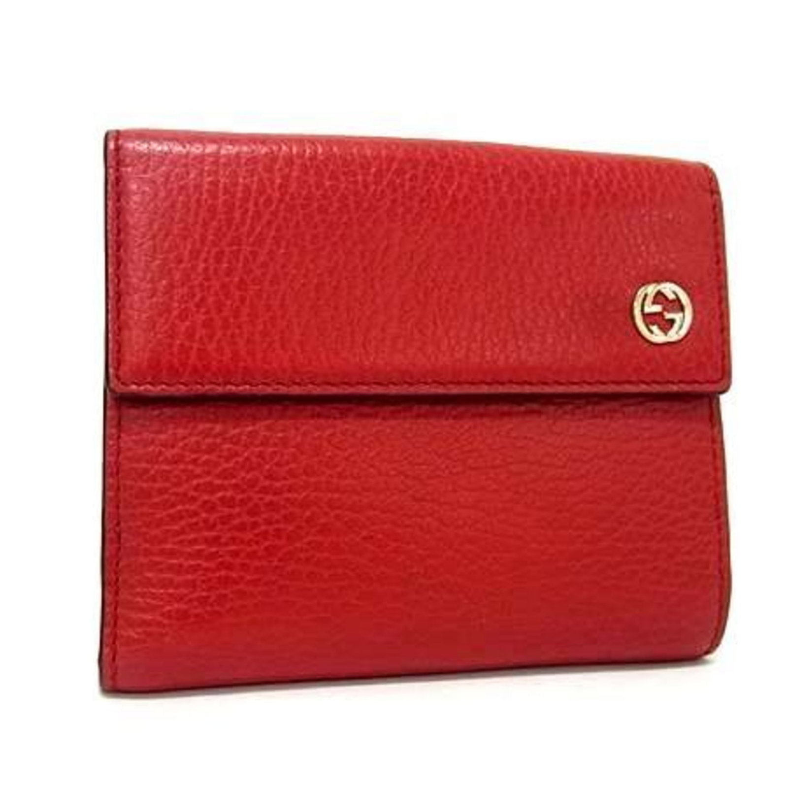 Gucci Wallet (Bi-Fold) Leather: Gucci Wallet (Bi-Fold) Leather Red Gucci bi-fold leather wallet with classic design. Made from high-quality Italian leather, this stylish accessory features a sleek and modern look. Measuring 10cm x