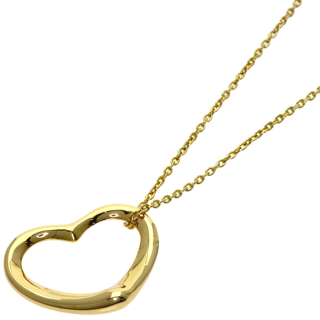 Yellow Gold Tiffany Necklace K18 Open Heart: Yellow Gold Tiffany Necklace K18 Open Heart K18 Yellow Gold Tiffany Necklace Open Heart design showcases the beauty of 18k gold, with a sleek and modern open heart shape. This stunning necklace