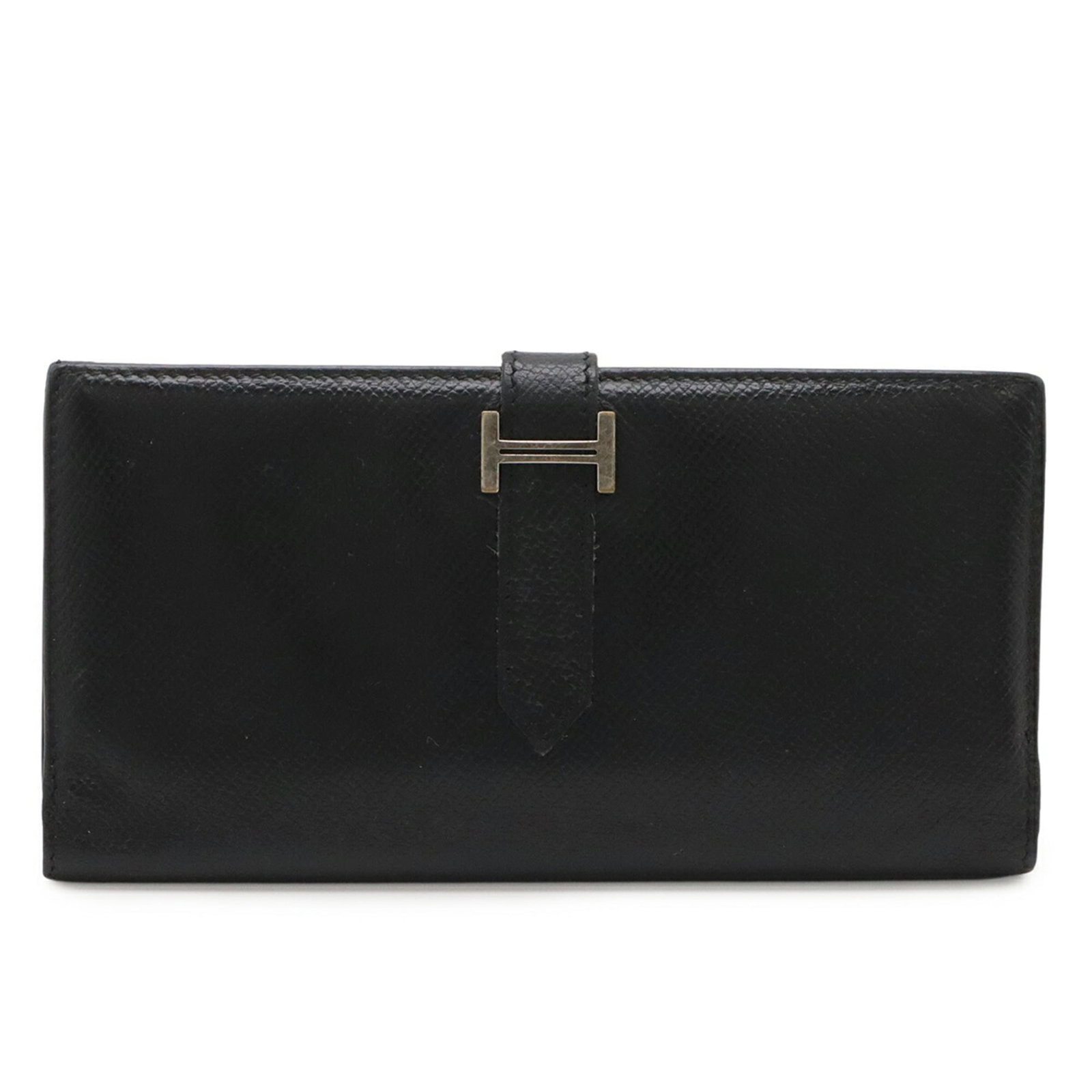 Leather Tri Fold Courchevel Wallet Long Hermes: Leather Tri Fold Courchevel Wallet Long Hermes The Hermes Courchevel leather wallet boasts sleek, tri-fold design with a durable black finish. Made from high-quality Courchevel leather, this long