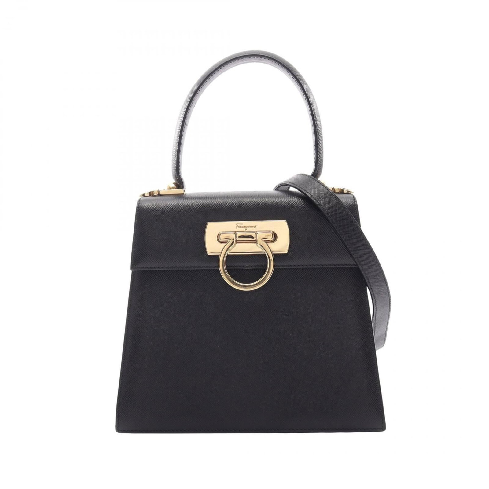 Salvatore Ferragamo Handbag Leather: Salvatore Ferragamo Handbag Leather Black Salvatore Ferragamo leather handbag with dimensions 18cm x 20cm x 8cm. This sleek and stylish bag features high-quality leather construction, making it a