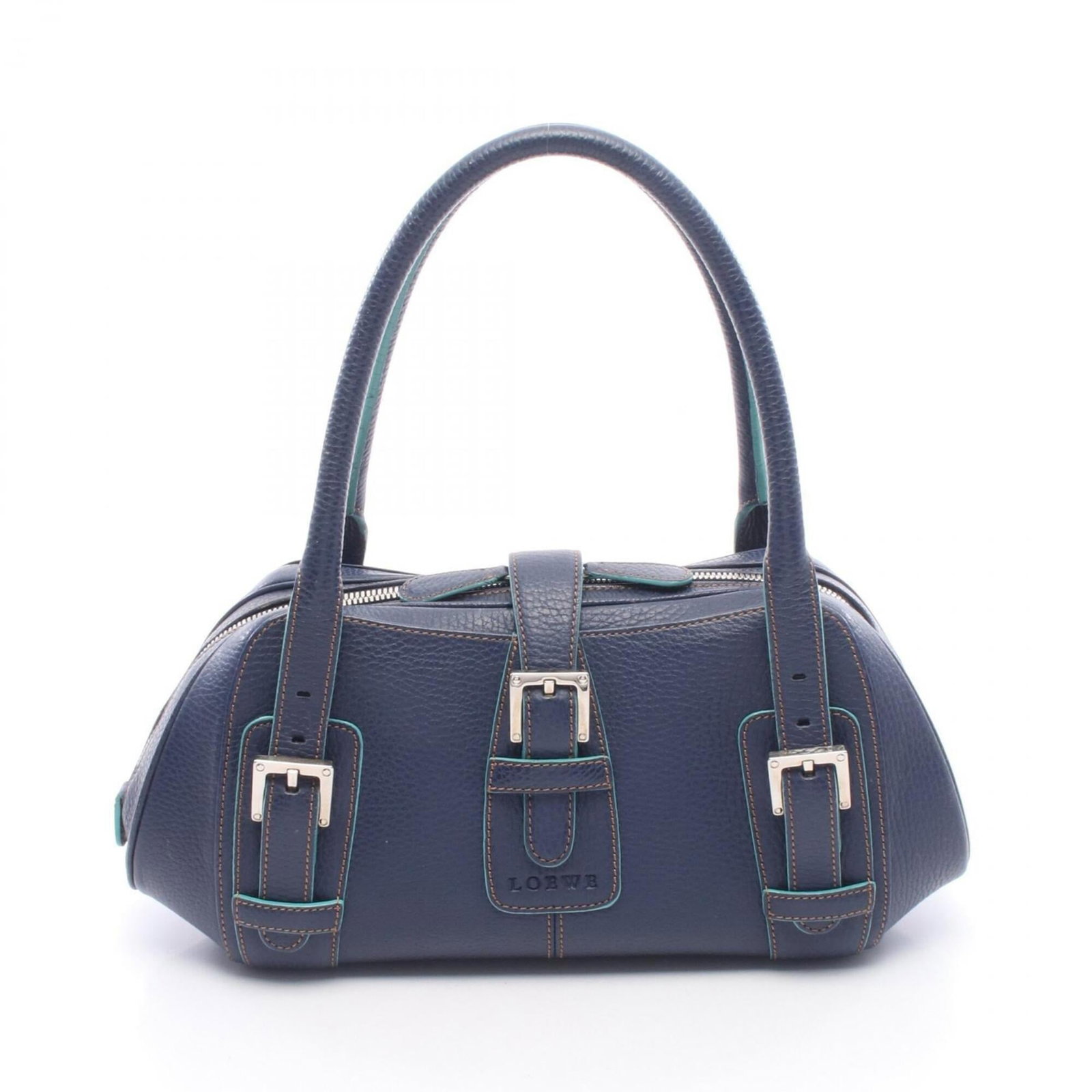 Loewe Handbag Leather: Loewe Handbag Leather Loewe Handbag Leather is made from high-quality leather, available in two colors: green and navy. The bag measures 16cm x 25cm x 7cm and features a classic design with clean