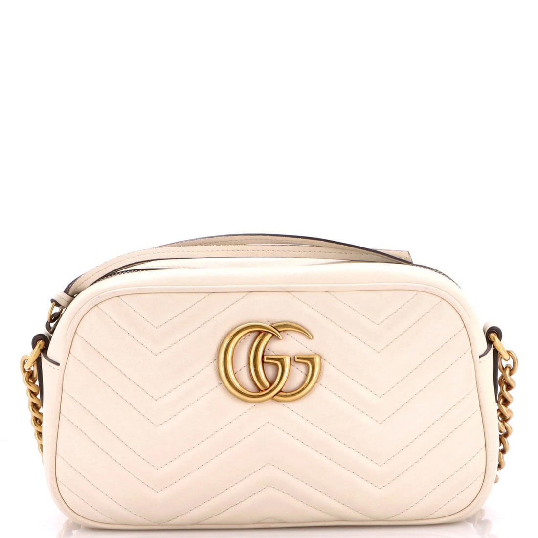 Gucci GG Marmont Shoulder Bag Matelasse Leather Small: Gucci GG Marmont Shoulder Bag Matelasse Leather Small Small Gucci GG Marmont Shoulder Bag in White Matelasse Leather. This cross body bag features a classic design with a small size, perfect for