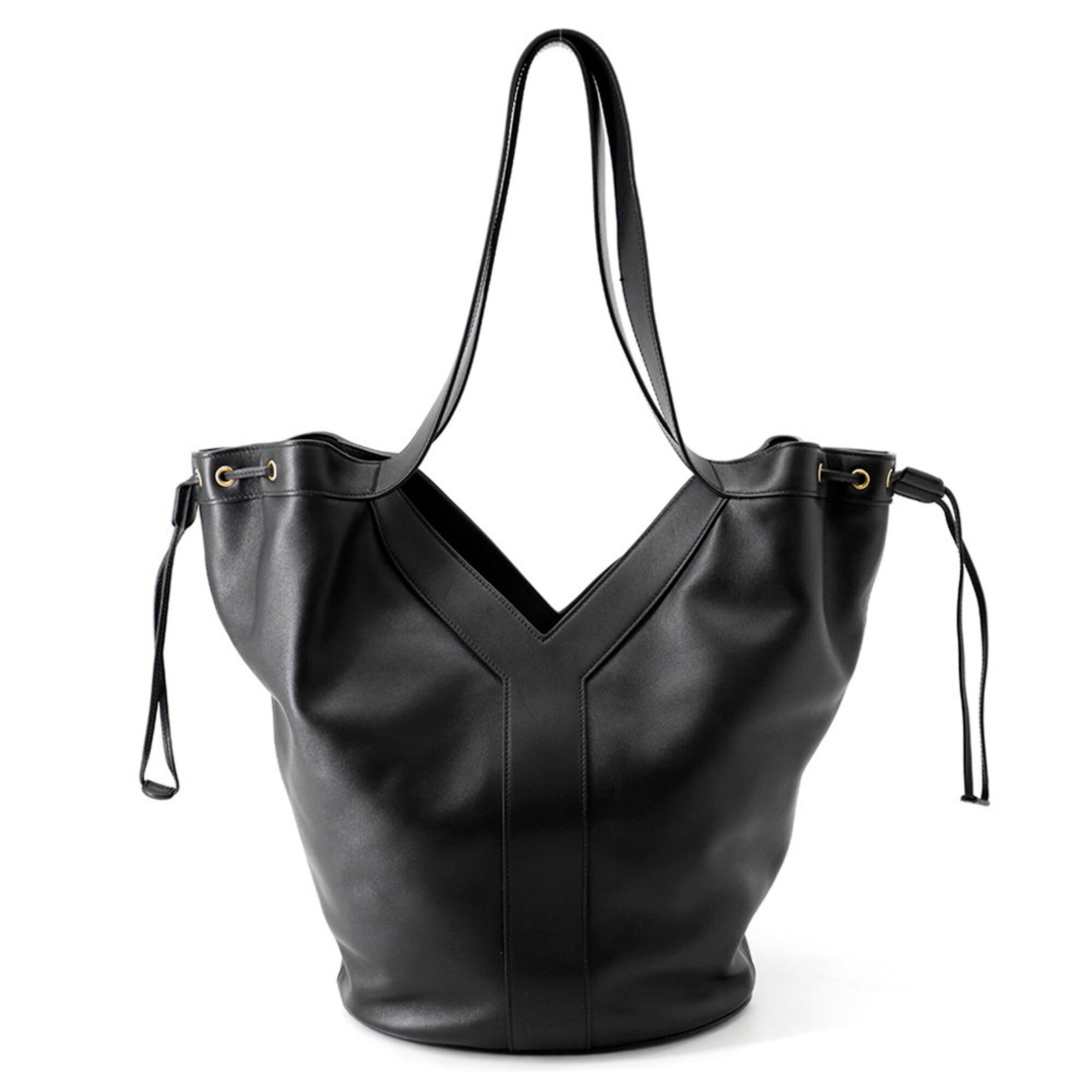 Saint Laurent Yves Handbag Leather Tote: Saint Laurent Yves Handbag Leather Tote Black Calfskin Leather Tote from Yves Saint Laurent, measuring 35cm x 50cm x 15cm. This classic tote features high-quality leather construction and a timeless d