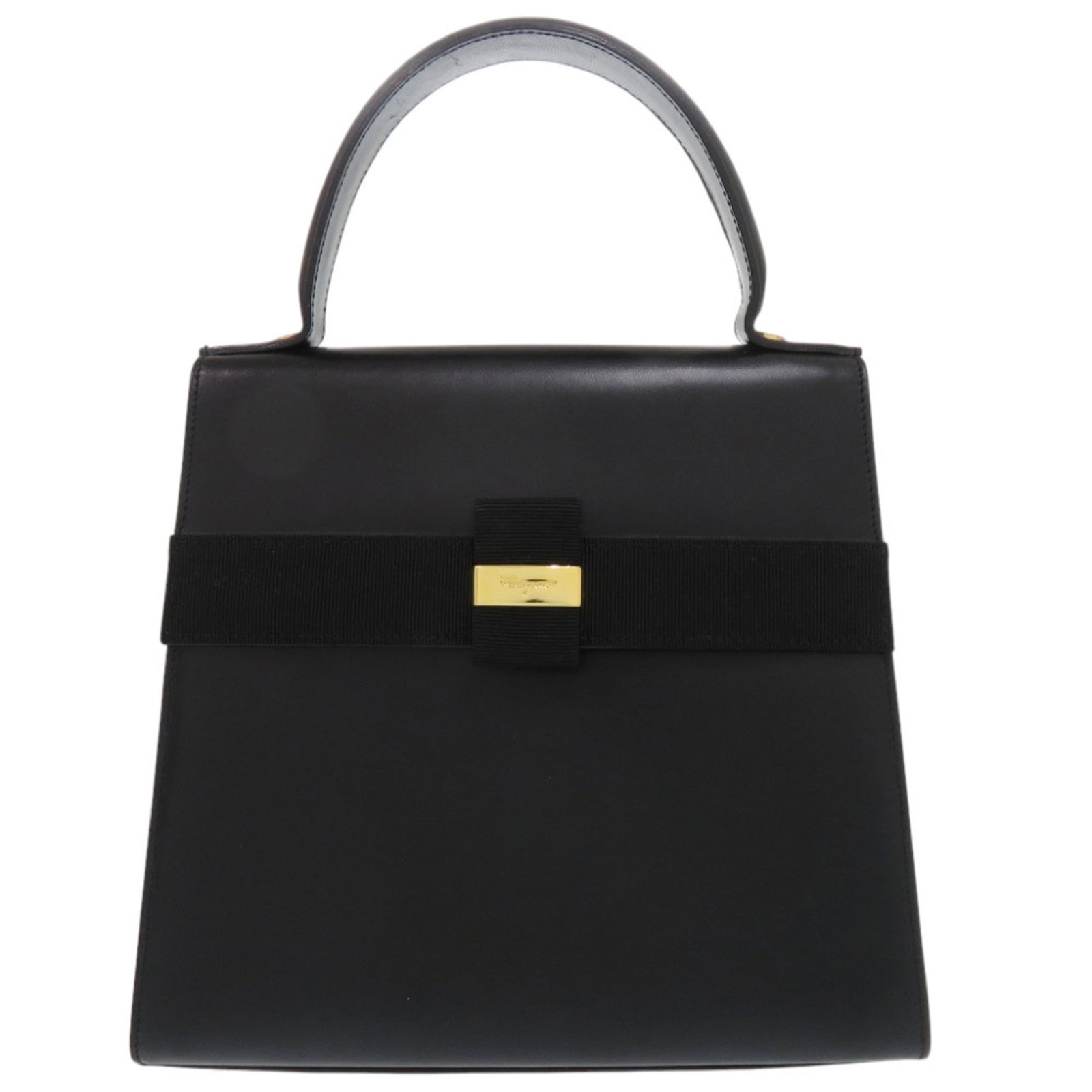 Salvatore Ferragamo Handbag Leather: Salvatore Ferragamo Handbag Leather This black leather handbag from Salvatore Ferragamo features a sleek design with precise measurements, standing at 23cm x 23.5cm x 9.5cm. Made from high-quality