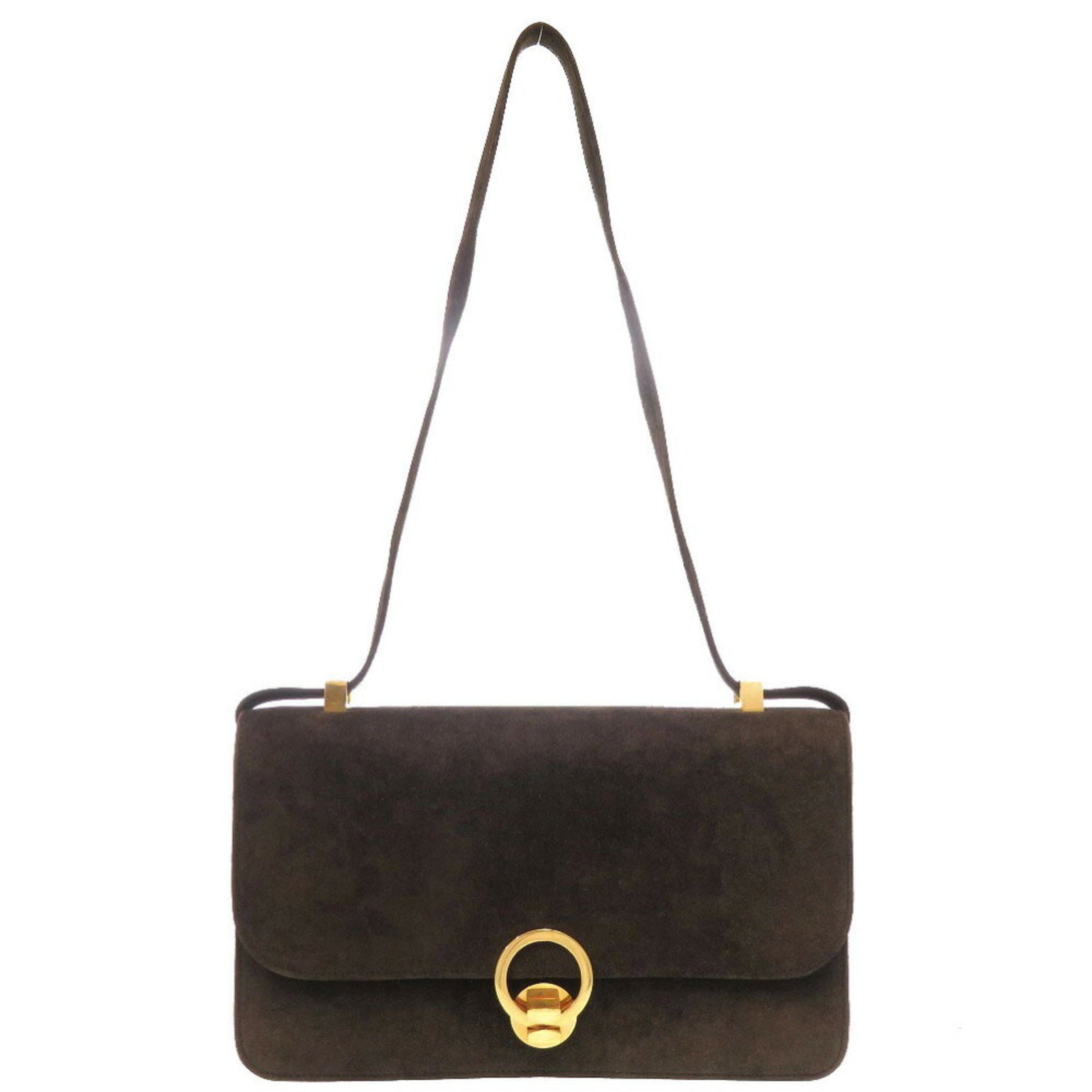 Shoulder Bag by Hermes: Shoulder Bag by Hermes Brown leather shoulder bag by Hermes, featuring gold hardware and a classic design. Measuring 16cm x 26cm x 5cm, it provides ample space for everyday essentials. In its simple y