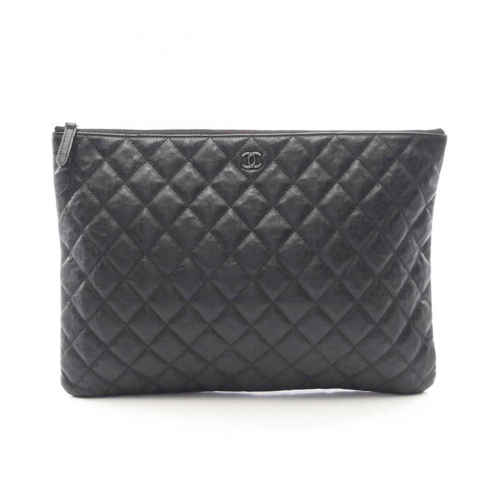 Chanel Clutch Bag Handbag Leather: Chanel Clutch Bag Handbag Leather Black leather Chanel clutch bag with dimensions 24cm x 34cm x 1cm. This sleek and sophisticated handbag features classic Chanel design, perfect for adding a touch of 