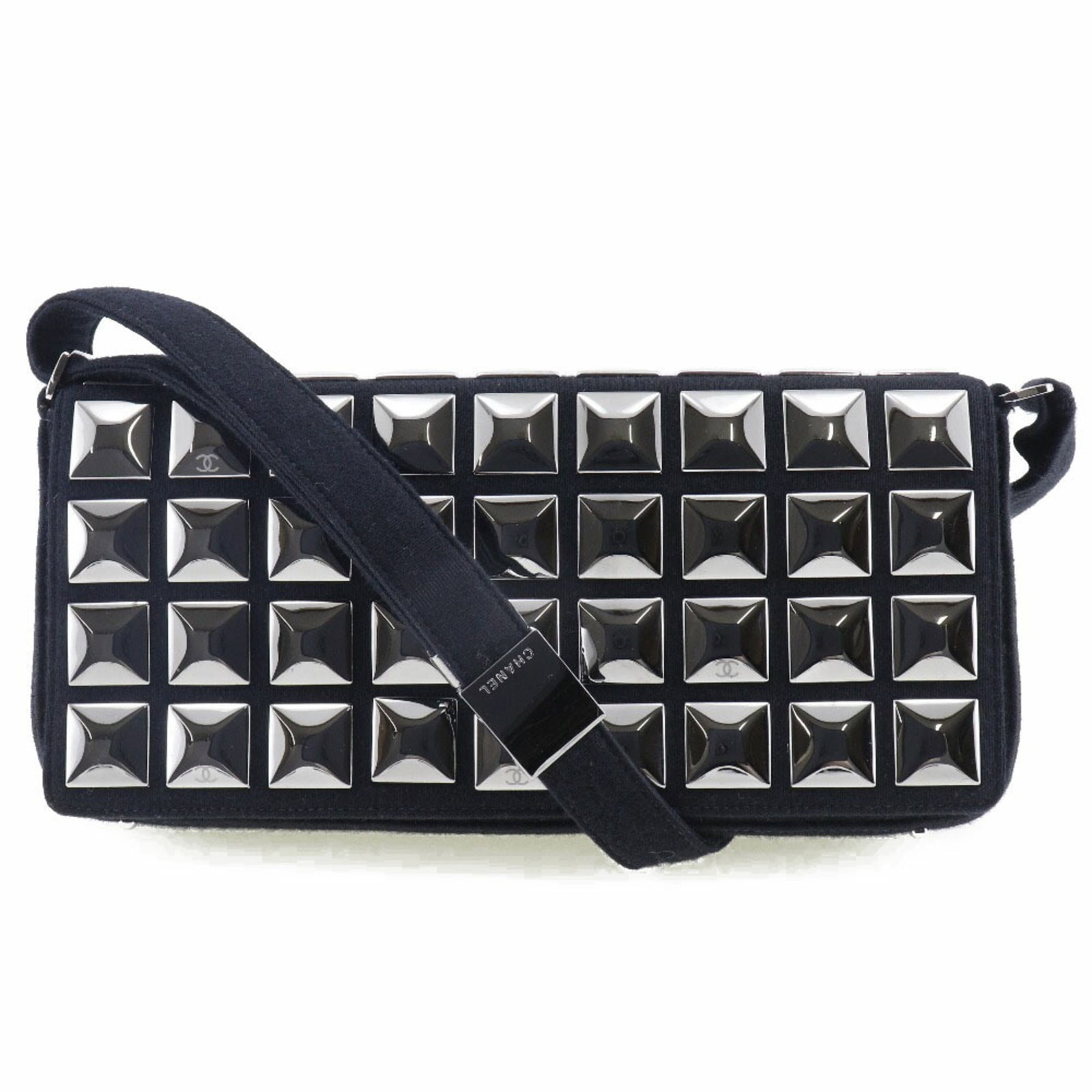Cotton Chanel Bag Shoulder: Cotton Chanel Bag Shoulder Cotton Chanel Bag Shoulder in Black features a classic shoulder design with silver hardware, measuring 13cm x 29cm x 4cm. The bag comes with a dust bag and guarantee card fo