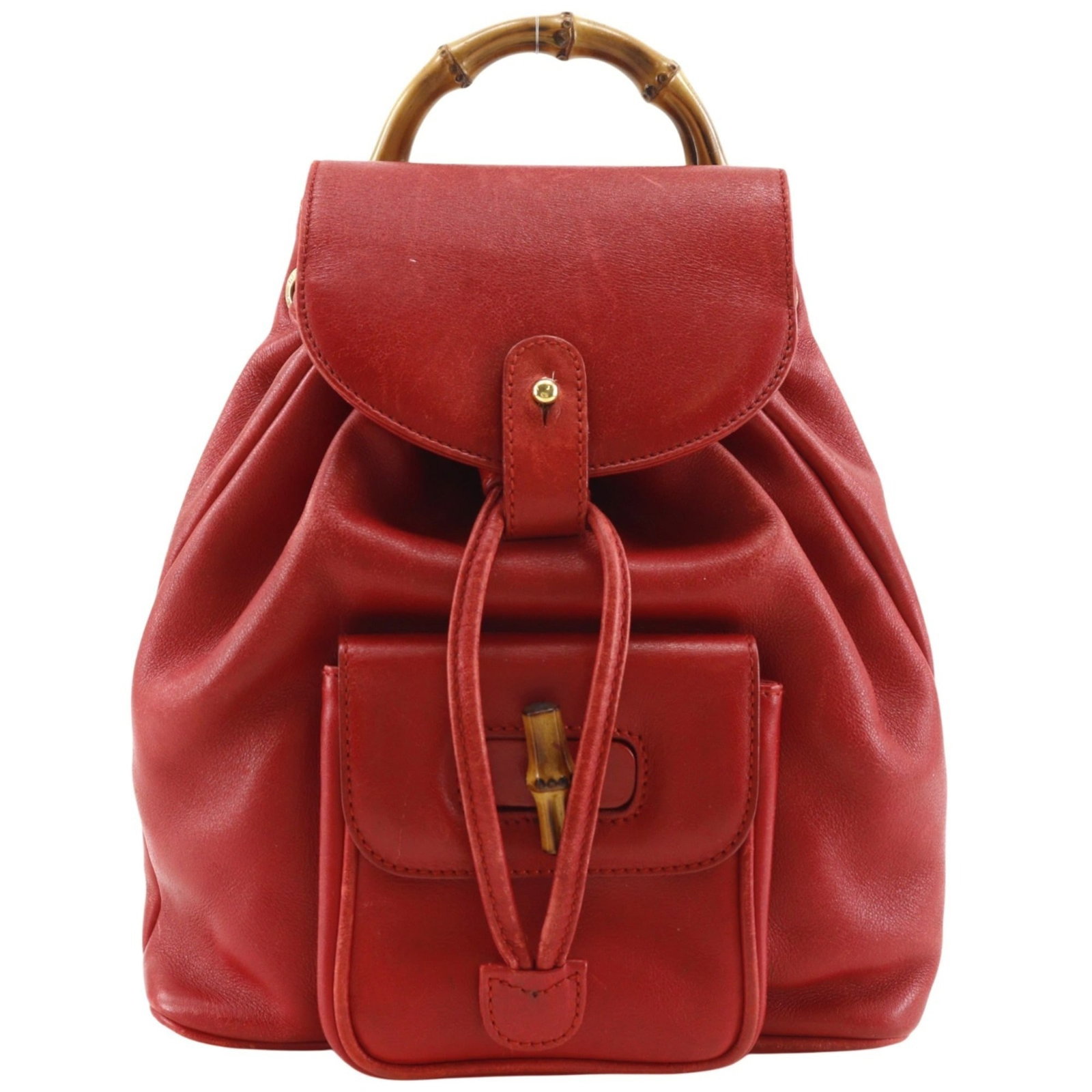 Backpack Leather from Gucci: Backpack Leather from Gucci Backed by the iconic Gucci brand, this luxurious backpack is crafted from premium leather in a bold red color. Measuring 24cm x 21cm x 7cm, it features adjustable straps