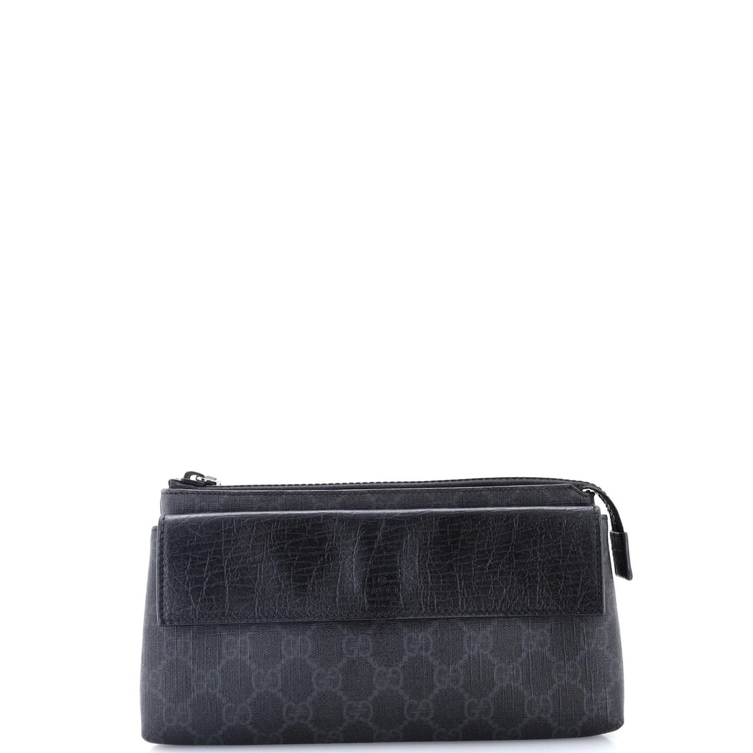 Gucci canvas bag coated waist GG: Gucci canvas bag coated waist GG Black Gucci canvas bag with coated GG logo, featuring a classic waist design and adjustable strap drop. Measuring approximately 6" in height, 9" in width, and 1.5" in 