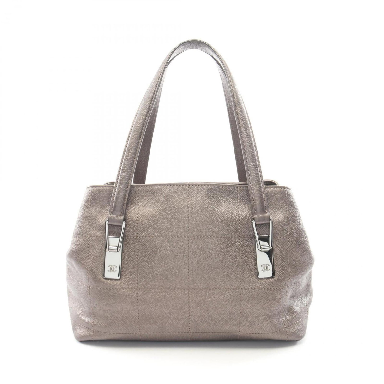 Chanel Handbag Tote Bag Grained Calfskin: Chanel Handbag Tote Bag Grained Calfskin Gray Grained Calfskin Tote Bag from Chanel. Made from high-quality grained calfskin, this classic tote bag features timeless design and a sophisticated look.