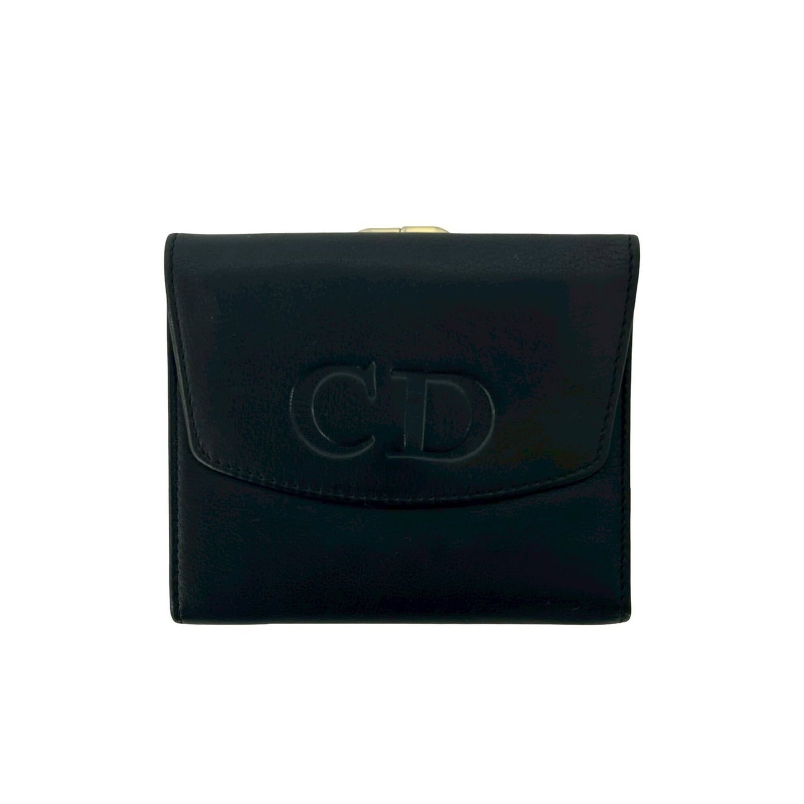 Christian Dior Wallet (Tri-Fold) Leather: Christian Dior Wallet (Tri-Fold) Leather Christian Dior's tri-fold leather wallet offers sleek sophistication with its black finish and precise dimensions, measuring 9.5cm x 11cm x 2cm. The