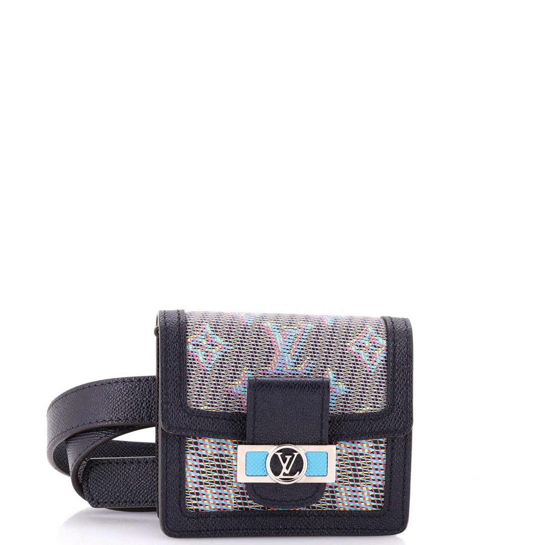 Louis Vuitton Dauphine Bumbag Damier Monogram LV Pop Canvas BB: Louis Vuitton Dauphine Bumbag Damier Monogram LV Pop Canvas BB The Louis Vuitton Dauphine Bumbag Damier Monogram LV Pop Canvas BB boasts a striking blue canvas exterior with the iconic Damier