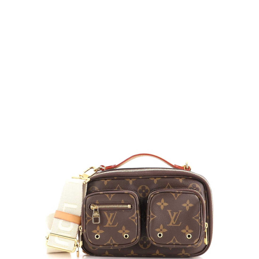 Louis Vuitton Utility Crossbody Bag Monogram Canvas: Louis Vuitton Utility Crossbody Bag Monogram Canvas Brown canvas coated Louis Vuitton Utility Crossbody Bag with gold hardware, featuring the iconic monogram pattern and a pochette attached to a