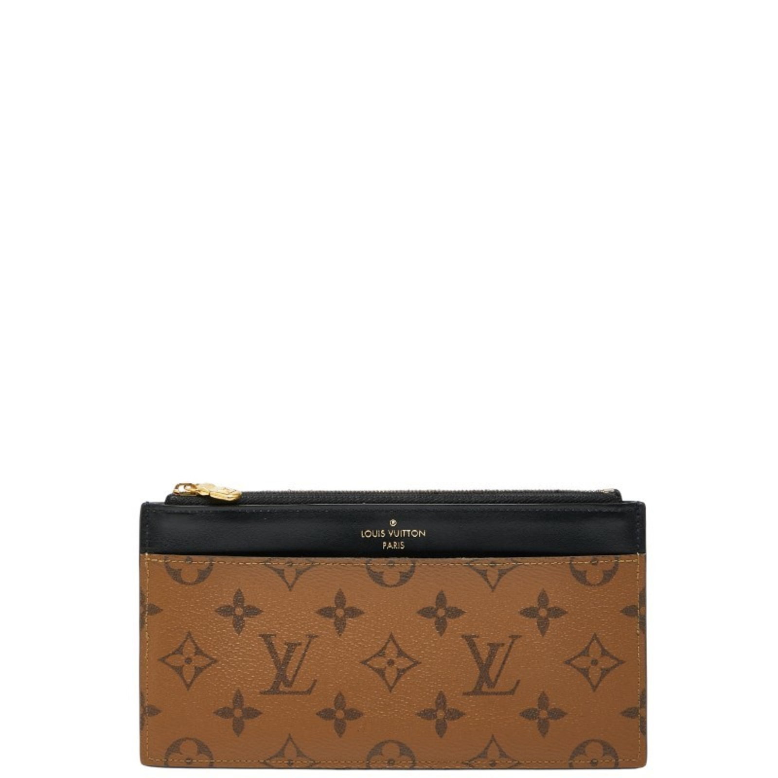 Louis Vuitton reverse monogram coin purse case: Louis Vuitton reverse monogram coin purse case The Louis Vuitton Monogram Reverse coin purse case boasts its iconic monogram pattern in black and brown hues, creating a sophisticated and timeless