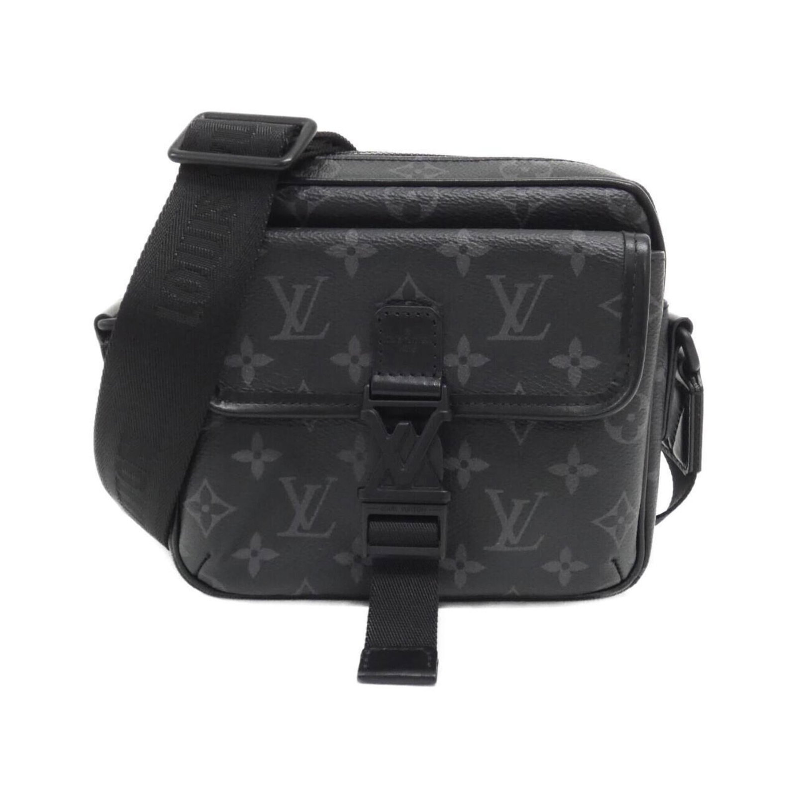 Shoulder bag coated canvas by Louis Vuitton: Shoulder bag coated canvas by Louis Vuitton Coated canvas construction provides durability and style, while the classic black finish gives this shoulder bag a timeless look. Measuring 17cm x 18cm x