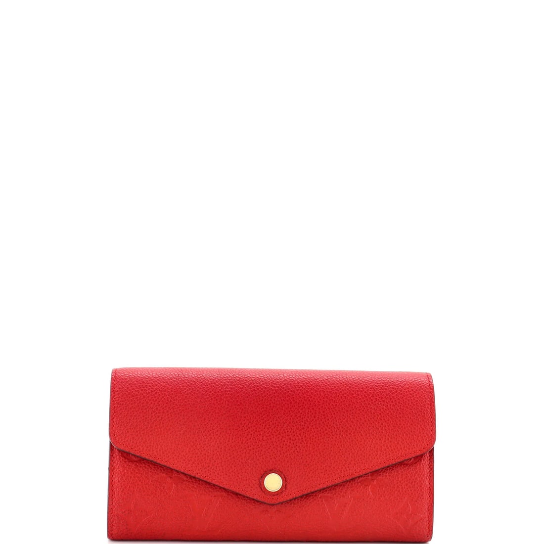 Louis Vuitton leather wallet Monogram Empreinte Sarah: Louis Vuitton leather wallet Monogram Empreinte Sarah Red Louis Vuitton Monogram Empreinte Sarah wallet with gold hardware, featuring the signature style and classic design. This pre-owned wallet boas