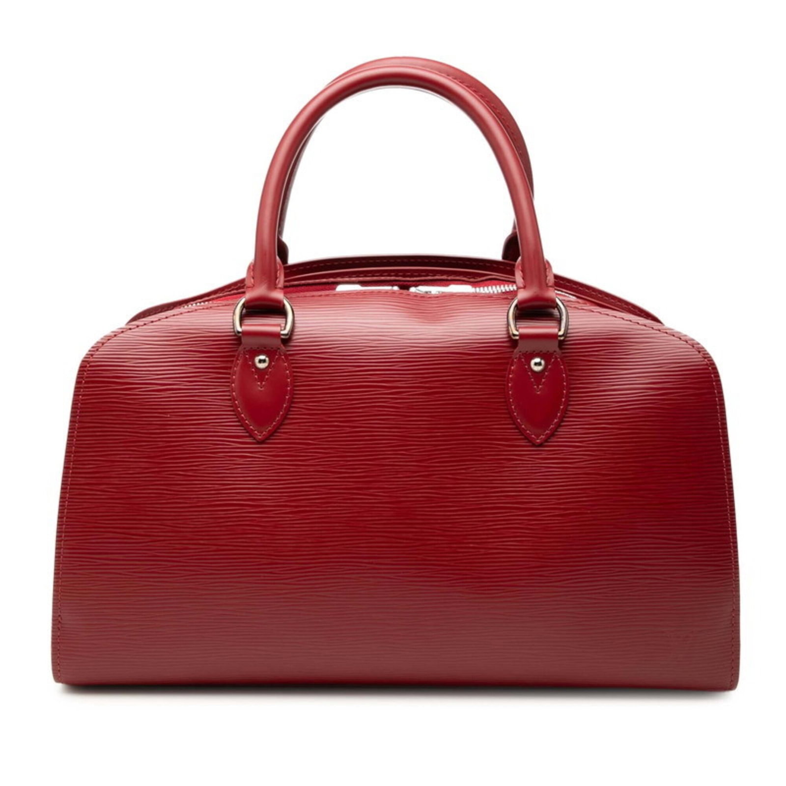 Louis Vuitton Handbag Leather: Louis Vuitton Handbag Leather Red leather Louis Vuitton handbag with dimensions 23cm x 35cm x 12.5cm, featuring a ruby color and classic design. This women's handbag is made from high-quality leather 