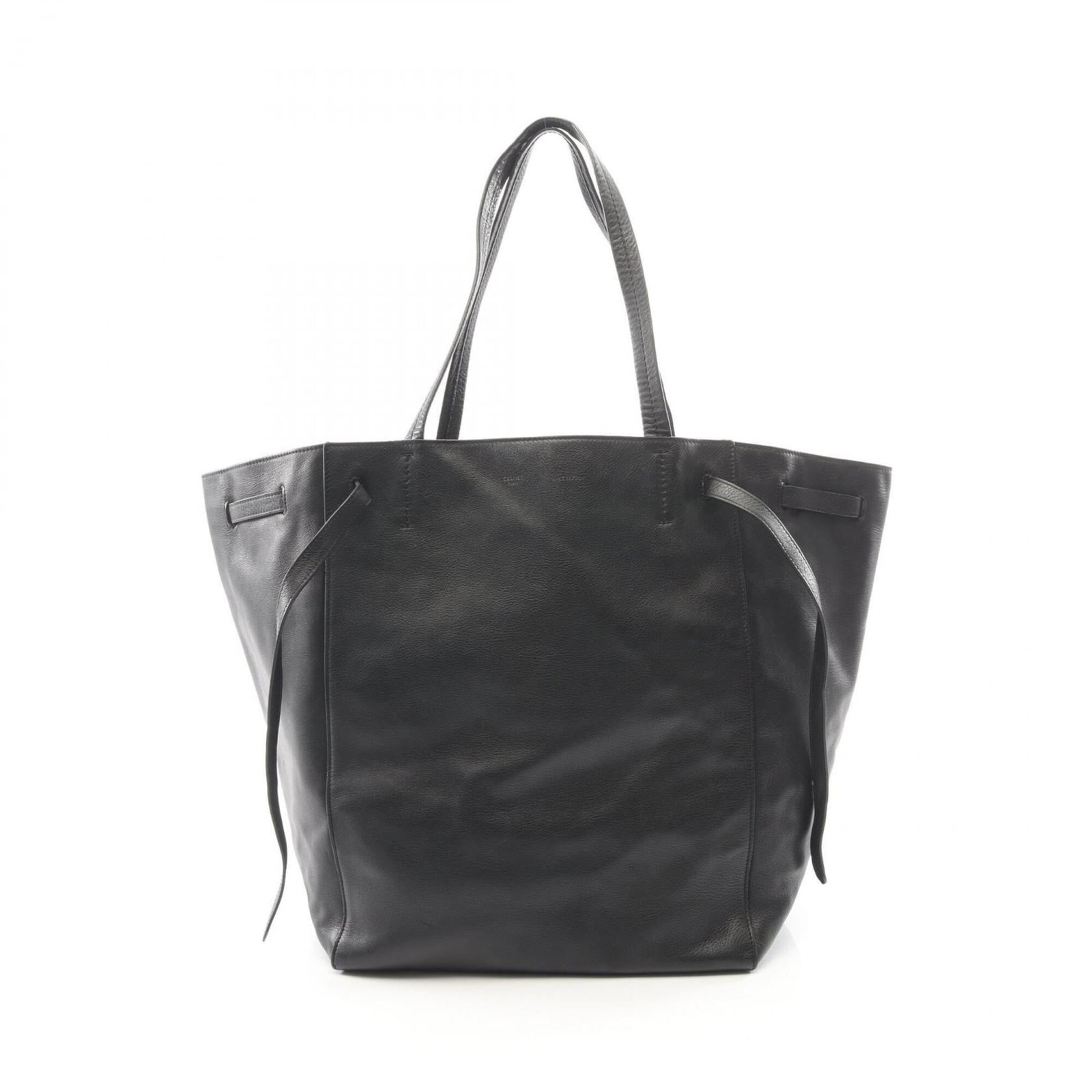 Leather Tote Celine Handbag: Leather Tote Celine Handbag Black leather Celine tote bag with classic design, measuring 35cm x 28cm x 20cm. Made from high-quality leather, this timeless piece features a sleek and sophisticated silh