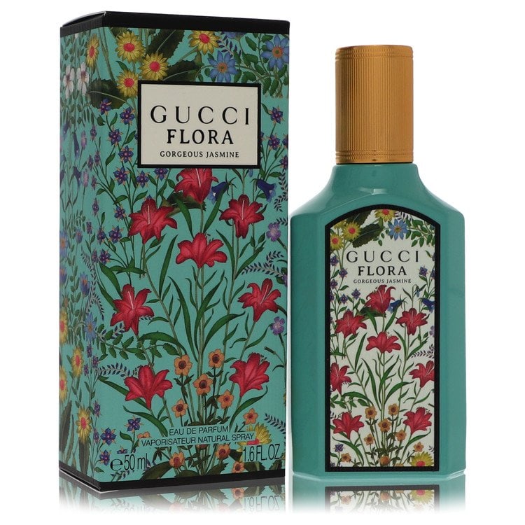 Flora Gorgeous Jasmine by Gucci Eau De Parfum Spray 1.6 oz: Flora Gorgeous Jasmine by Gucci Eau De Parfum Spray 1.6 oz Flora Gorgeous Jasmine by Gucci Eau De Parfum Spray is a women's perfume available in a 1.6 oz size. This fragrance features the iconic Gucci
