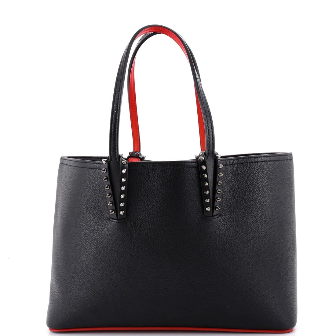 Christian Louboutin Cabata East West Tote Leather Small: Christian Louboutin Cabata East West Tote Leather Small The Christian Louboutin Cabata East West Tote Leather Small is a sleek and stylish small shoulder bag. With its black leather exterior, silver