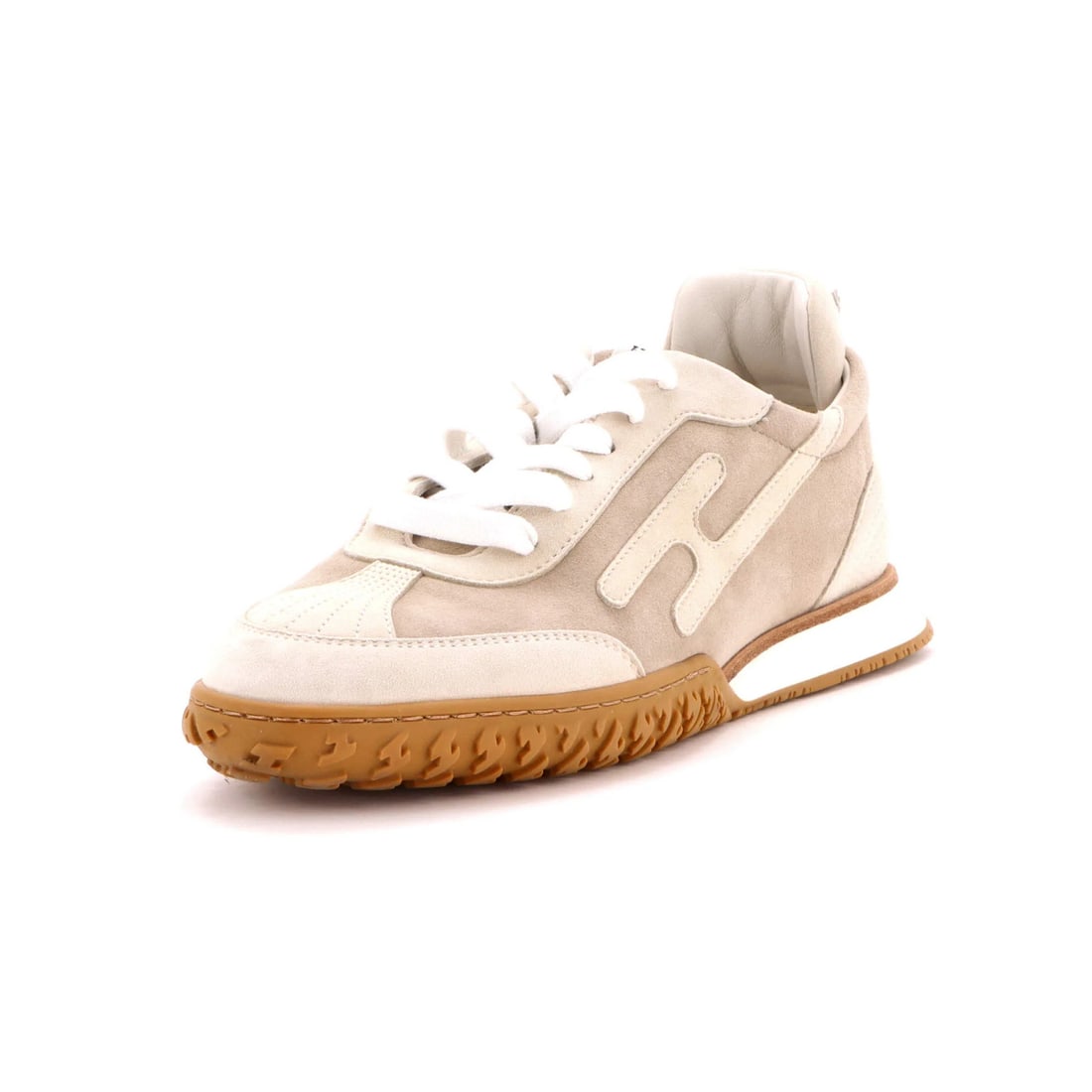 Hermes Jet Sneakers for Women Suede: Hermes Jet Sneakers for Women Suede Suede exterior and neutral color create a timeless look for the Hermes Jet Sneakers. Minor creases, darkening, and scuffs are present throughout, with some minor