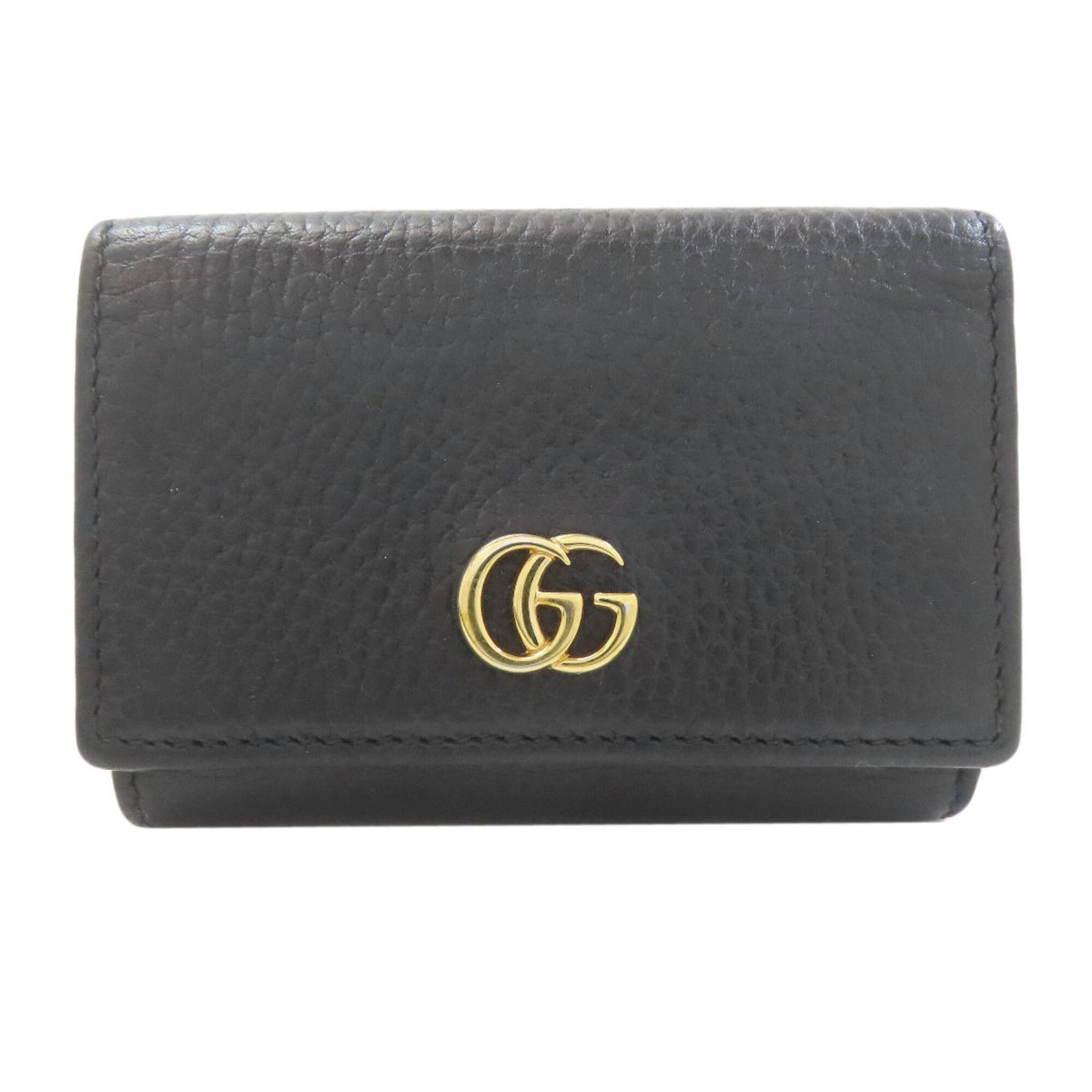 Gucci Wallet (Bi-Fold) Leather: Gucci Wallet (Bi-Fold) Leather Black leather bi-fold wallet from Gucci, measuring 7.5cm x 10.5cm x 3cm. This sleek and compact design features a classic style that suits everyday use. Made from high-q