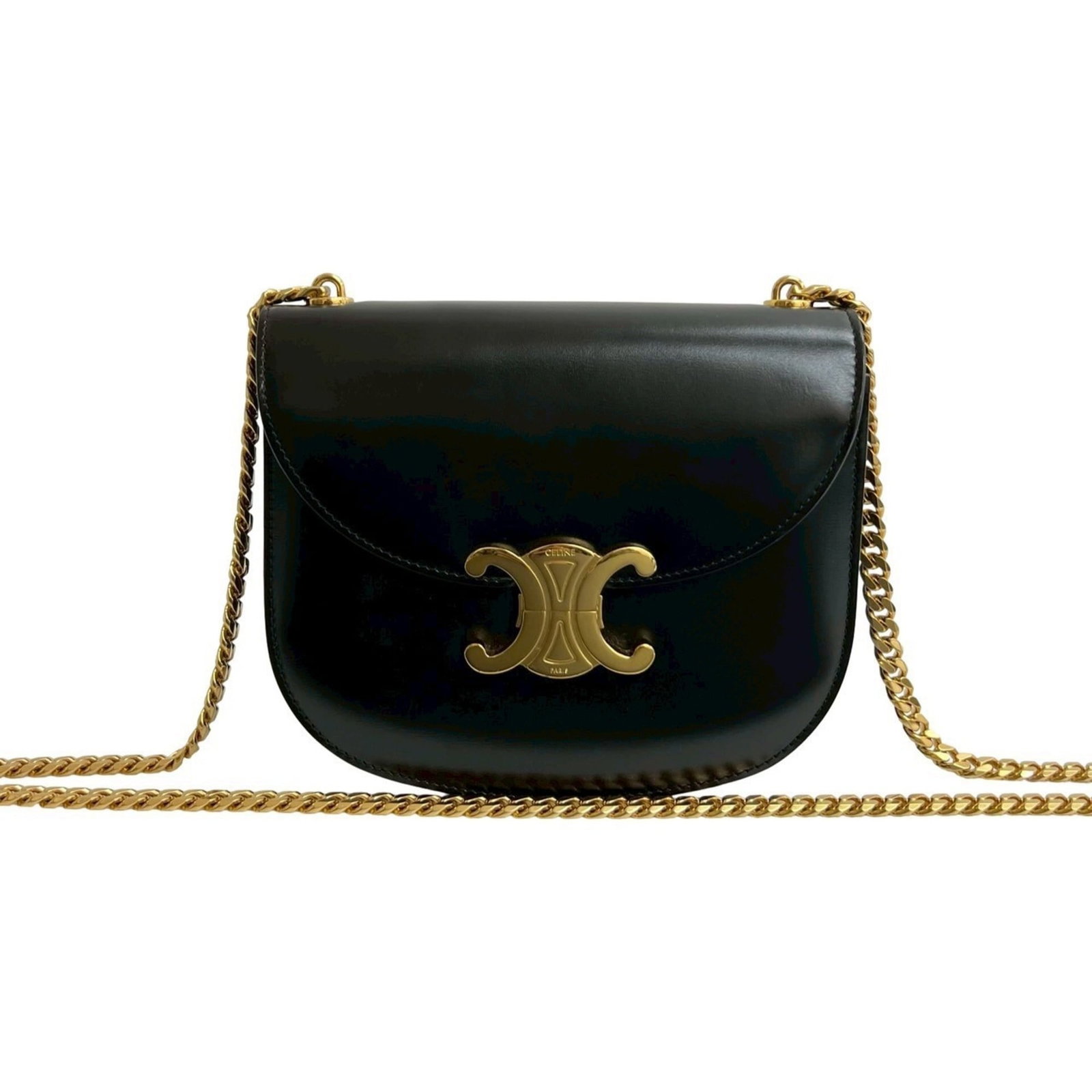 Pochette Leather Celine Bag Shoulder: Pochette Leather Celine Bag Shoulder Black Calfskin Pochette Leather Shoulder Bag from Celine. This sleek shoulder bag features high-quality leather construction and a classic design that exudes timel