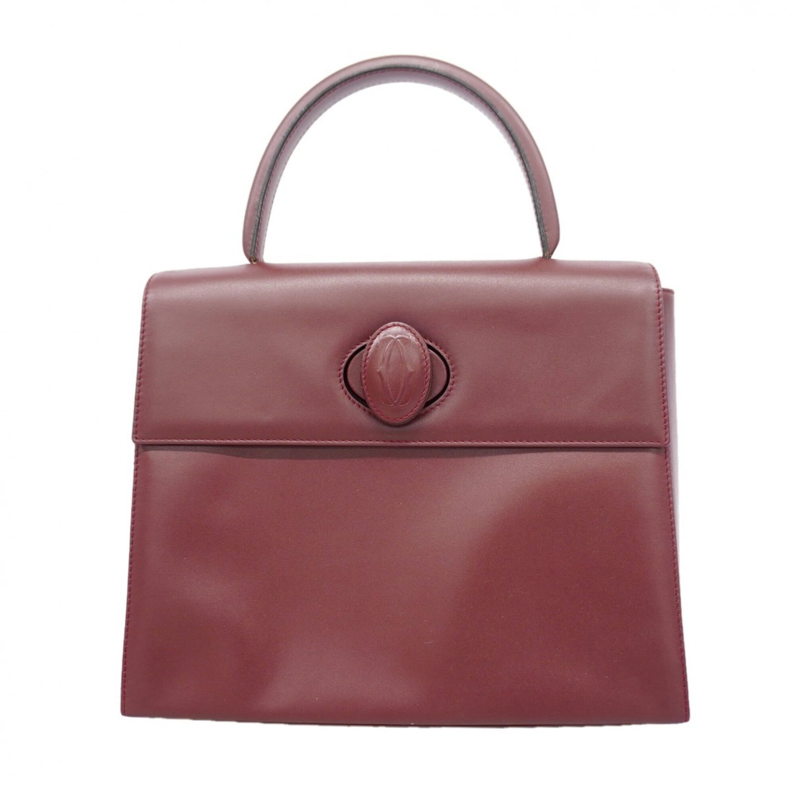Handbag Leather from Cartier: Handbag Leather from Cartier Cartier's Bordeaux leather handbag boasts elegant gold hardware, adding a touch of sophistication to its classic design. Measuring 23.5cm x 28cm x 9.5cm, this stylish acce