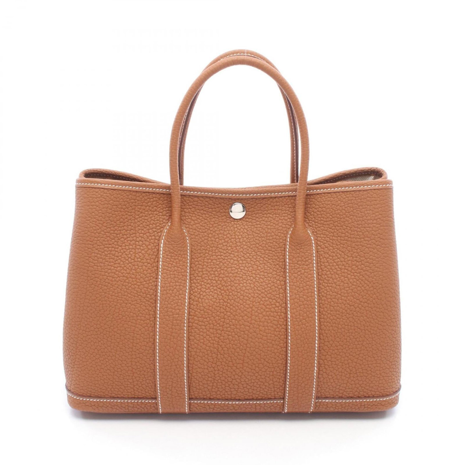 Hermes Handbag Negonda Leather Tote: Hermes Handbag Negonda Leather Tote Negonda leather craftsmanship shines in this elegant Hermes tote bag, boasting rich brown tones and refined dimensions. Measuring 21cm x 30cm x 14cm, it offers a