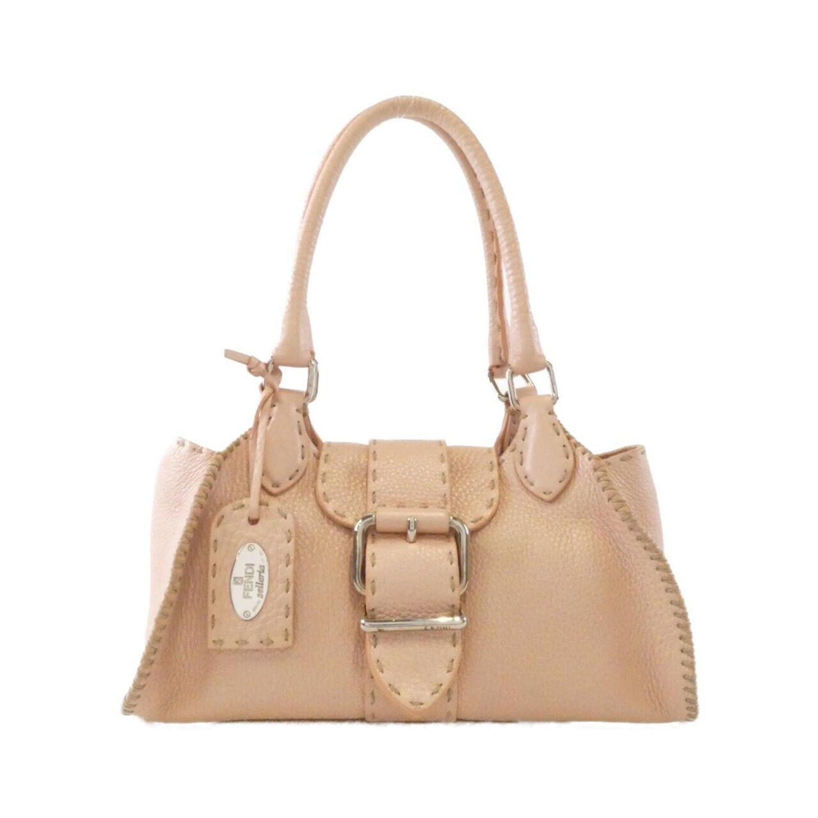 Shoulder Bag Fendi Leather: Shoulder Bag Fendi Leather Fendi's iconic leather shoulder bag boasts a timeless design, with its classic shape and understated elegance. Crafted from high-quality beige and beige pink Fendi leather, 