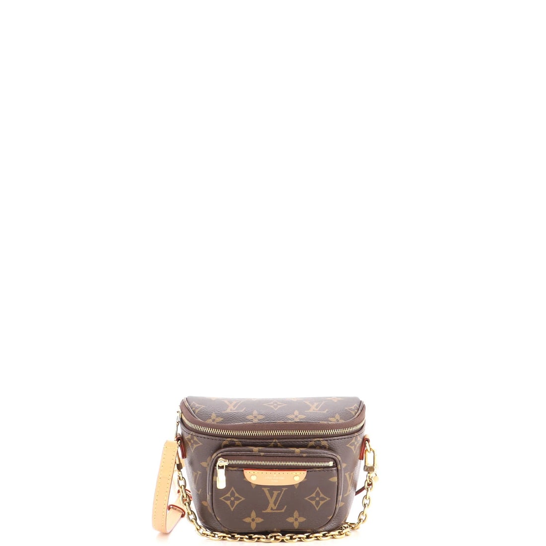 Mini canvas bag monogram Louis Vuitton: Mini canvas bag monogram Louis Vuitton Mini Louis Vuitton monogram canvas bag in brown, featuring scuffs and edge wear on the exterior. The interior is made of microfiber with a matching gold tone har
