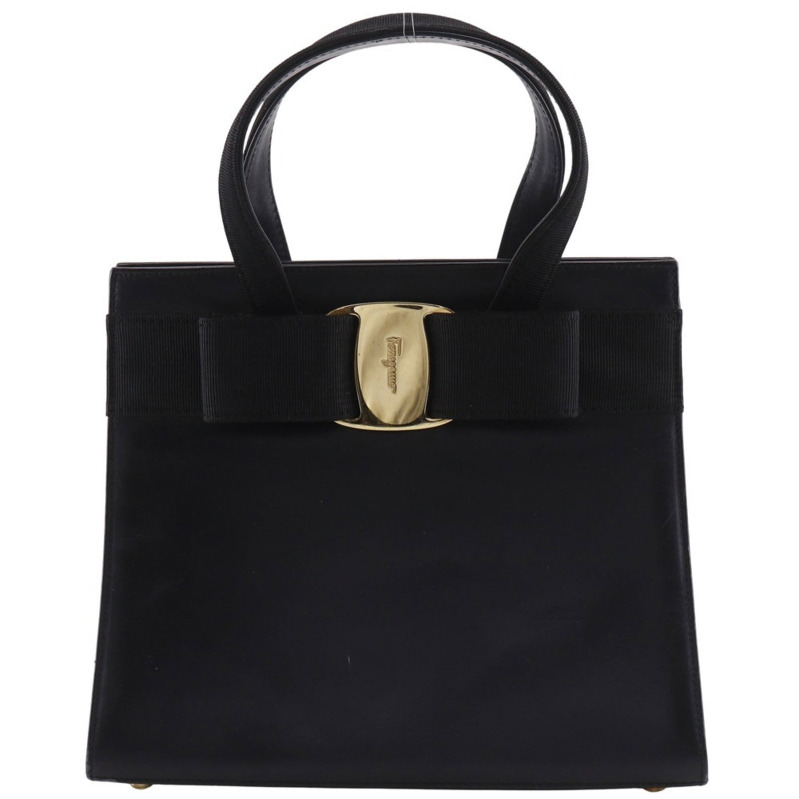 Salvatore Ferragamo Handbag Leather: Salvatore Ferragamo Handbag Leather Black Calfskin Salvatore Ferragamo Handbag with Classic Design. Made from high-quality leather, this black handbag features a timeless design that exudes elegance