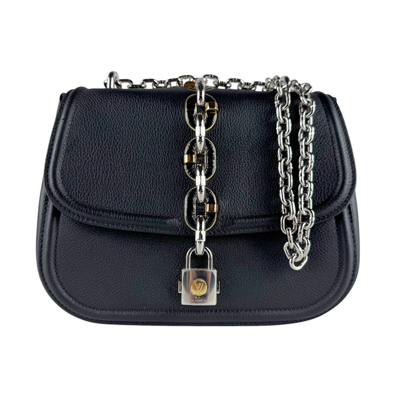 Shoulder Bag Leather Louis Vuitton: Shoulder Bag Leather Louis Vuitton Black Leather Louis Vuitton Shoulder Bag, 16cm x 21cm x 8cm. This iconic shoulder bag features high-quality leather construction and a classic design that exudes tim
