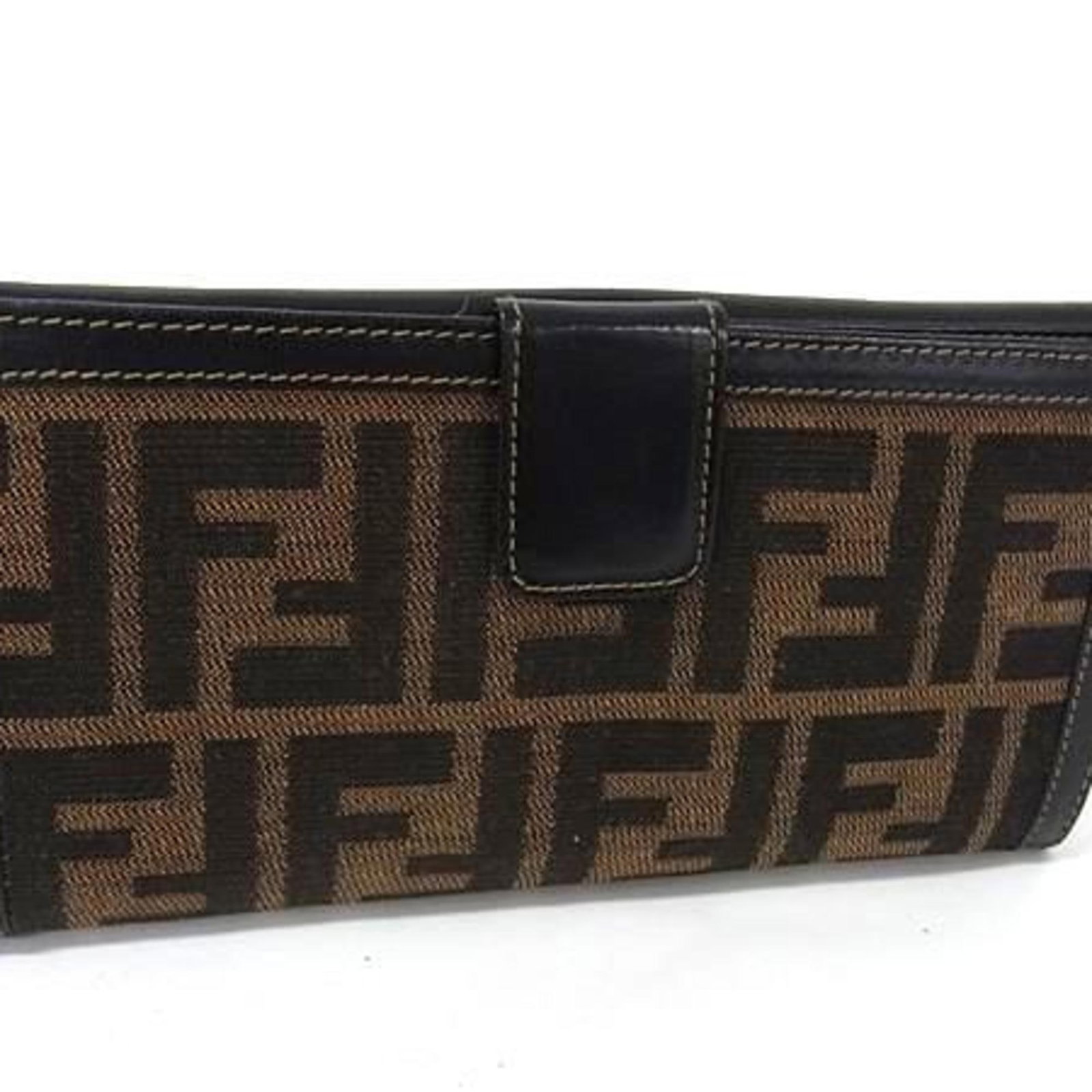 Canvas leather wallet (bi-fold): Canvas leather wallet (bi-fold) Canvas leather bi-fold wallet from Fendi, featuring a classic design with a black and brown color combination. Made from canvas and leather, this stylish wallet