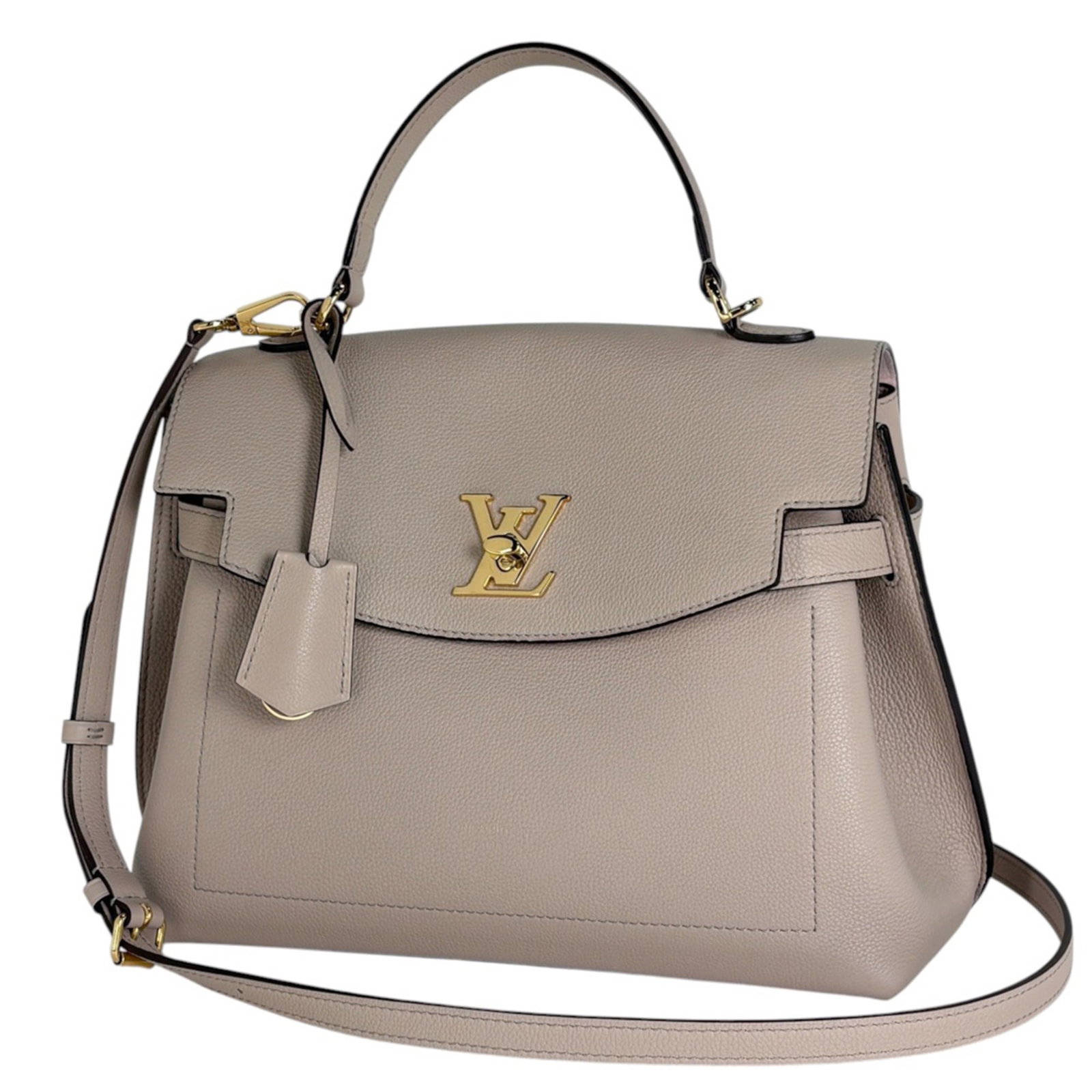 Louis Vuitton Handbag Shoulder Bag Leather: Louis Vuitton Handbag Shoulder Bag Leather Grayish leather Louis Vuitton shoulder bag with classic design. Made from high-quality leather, this iconic handbag features the signature monogram pattern